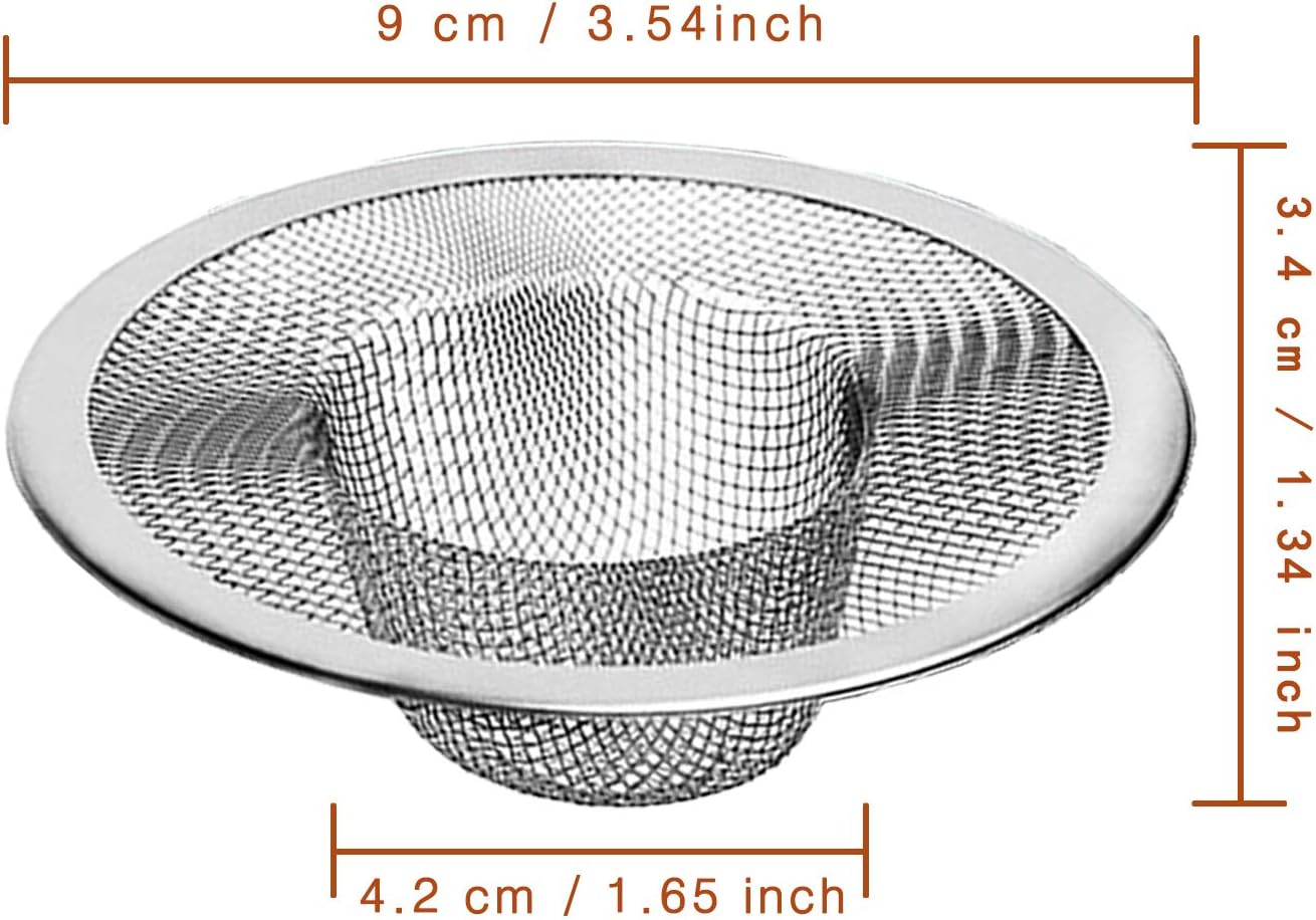 4pcs Heavy Duty Stainless Steel Slop Basket Filter Trap,3.54" Top / 1.65" Mesh Metal Sink Strainer,Perfect for Kitchen Sink/Bathroom Bathtub Wash Basin Floor Drain Balcony Drain Hole,Utility