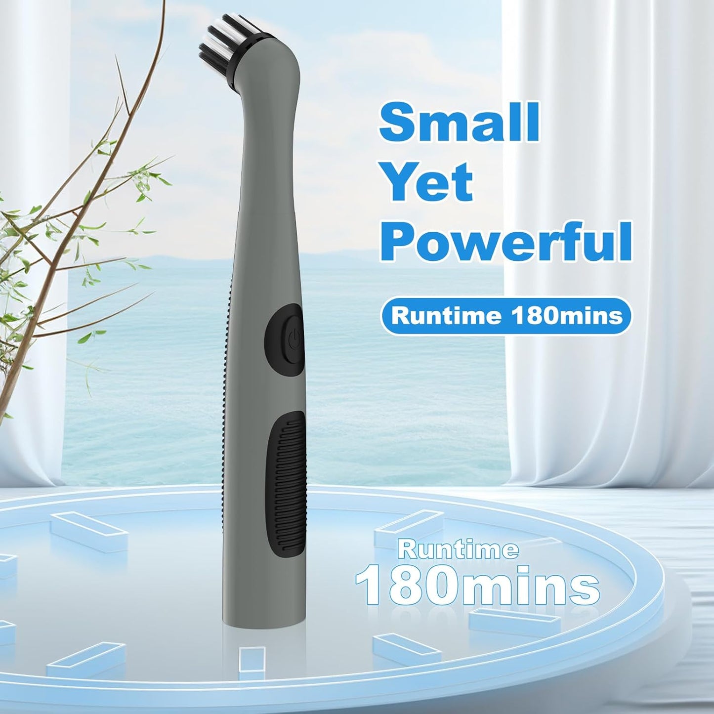 Rechargeable Electric Cleaning Brush with 4 in 1 Multiple Brush Heads and USB Cable, Indoor Household Cordless Motorized Brush for Bathroom Toilet Kitchen Tile Crevice (Grey & Black)