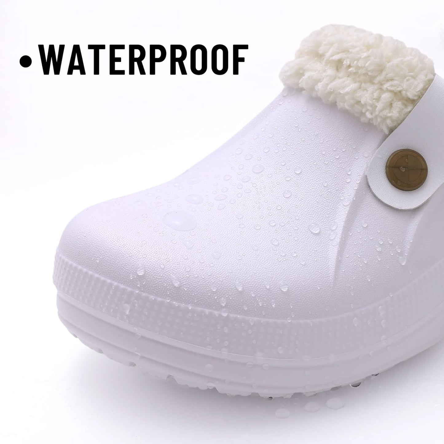 Beslip Classic Fur Lined Clogs Waterproof Winter Fuzzy Slippers for Women Men Indoor and Outdoor