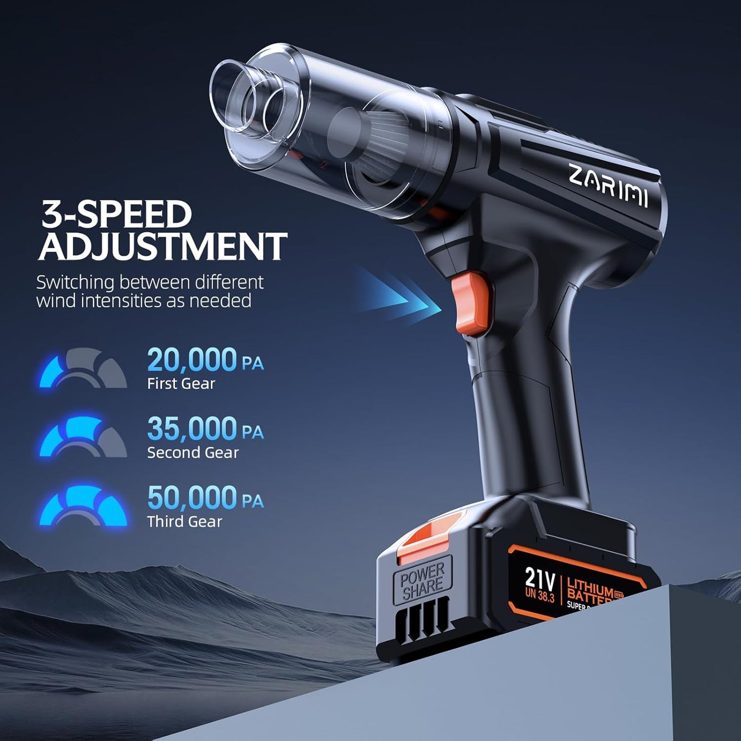 Cordless Handheld Car Vacuum Cleaner, 50,000Pa High-Power Rechargeable Dust Buster with 2 Batteries & Charger, 6-in-1 Portable Vacuum Cleaners for Home, Car, Pet Hair, Keyboard, Black