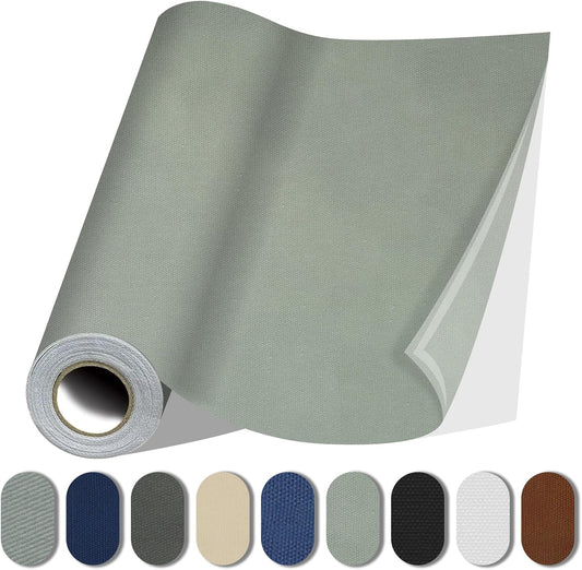 Fabric Repair Patches, 17X158 Inch Canvas Self-Adhesive Fabric Patches Tape Durable, DIY Large Canvas Repair for Sofa, Couches, Furniture, Chair, Clothing （17X158 Inch, Grey）