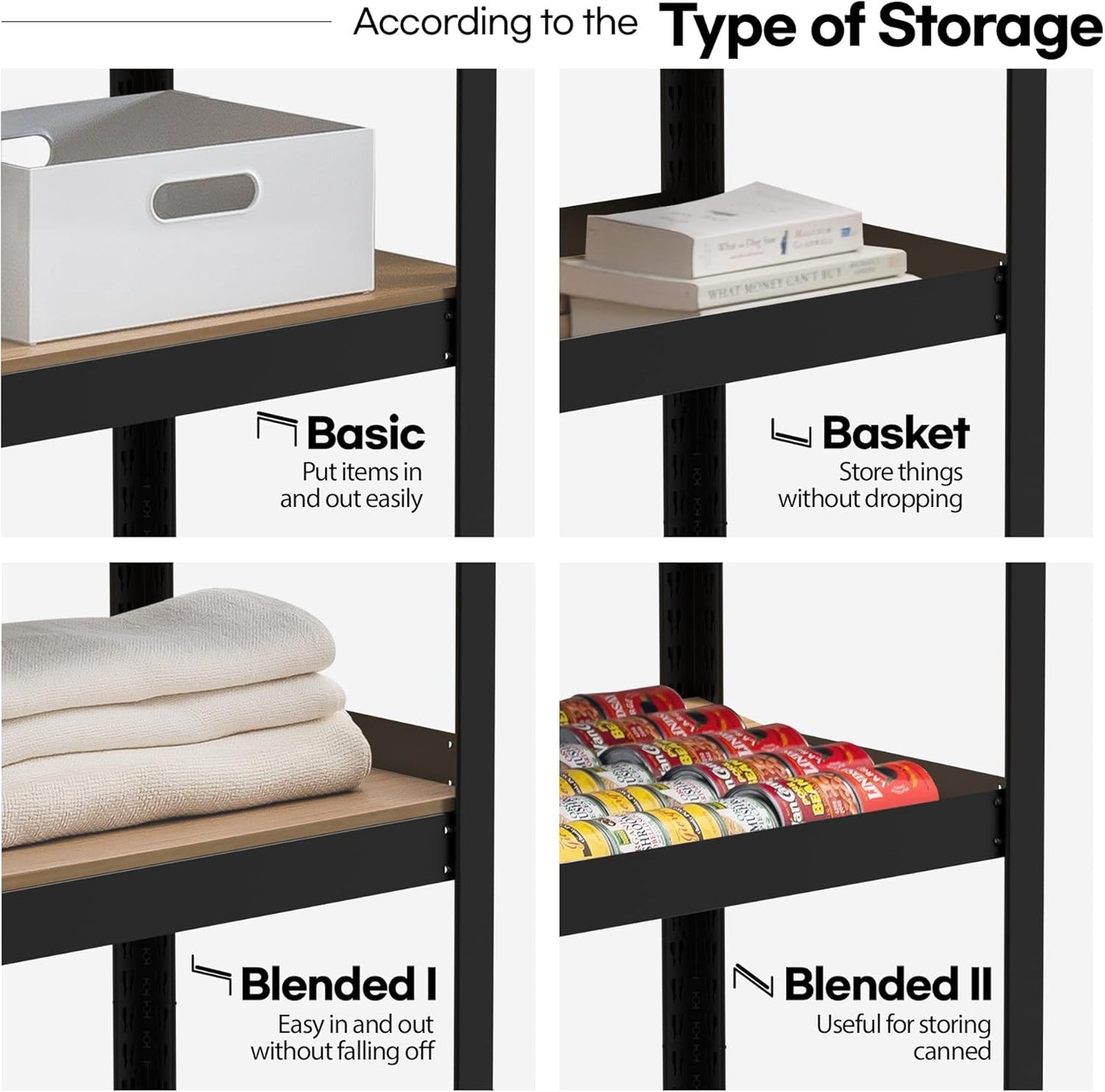 HOMEDANT House Black 5 Tier 24.4" W Laminated Metal Shelving Unit Adjustable Storage Utility Rack Heavy Duty Shelves Organization Multipurpose Shelf Kitchen Garage Pantry Closet 3 Pack