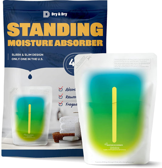 Dry & Dry 50 Packs Standing Moisture Absorbers to Control Excess Moisture for Basements, Closets, Bathrooms, Laundry Rooms - Moisture Absorbers, Standing Moisture Absorbers