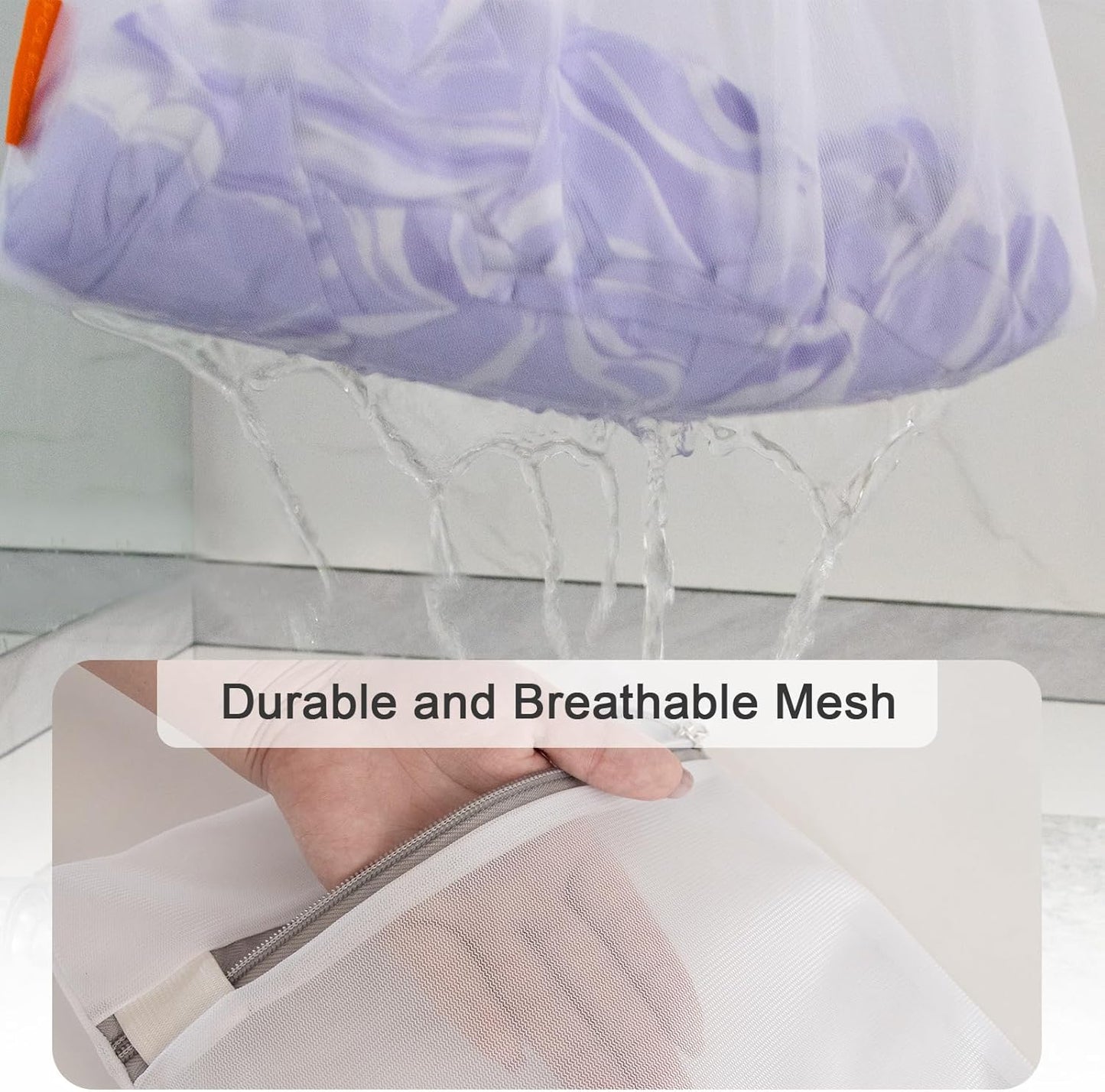 Polecasa 3Pcs Extra Durable Fine Mesh Laundry Bags with Sturdy Zipper for Delicates, Protect Clothes in Washing Machine, Laundry Room Essentials for College, Dorm (1 Large, 1 Medium, 1 Small)