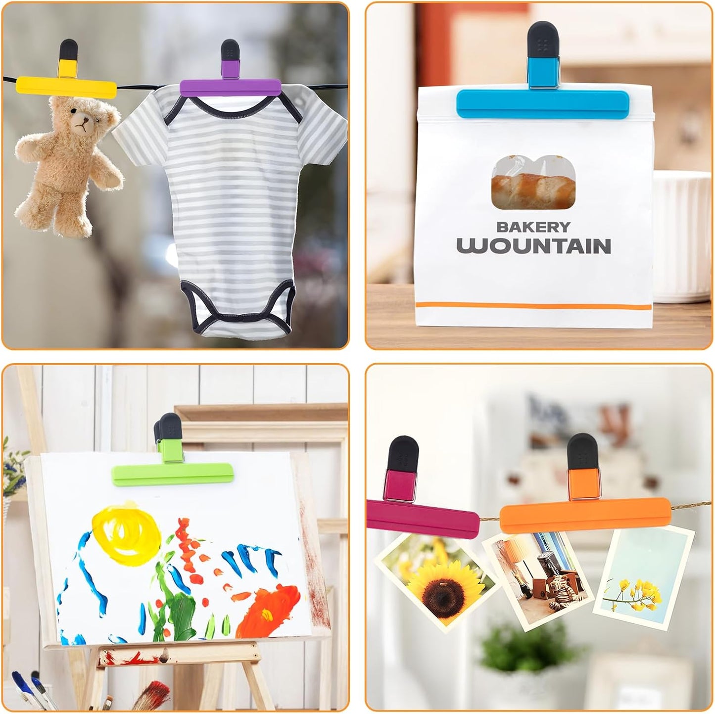 Chip Clips, 12 Pack Large Food Clips, Snack Bag Clip, Plastic Heavy Duty Seal Grips for Food Storage, Home, Office and More(6 x 3.5 Inch)