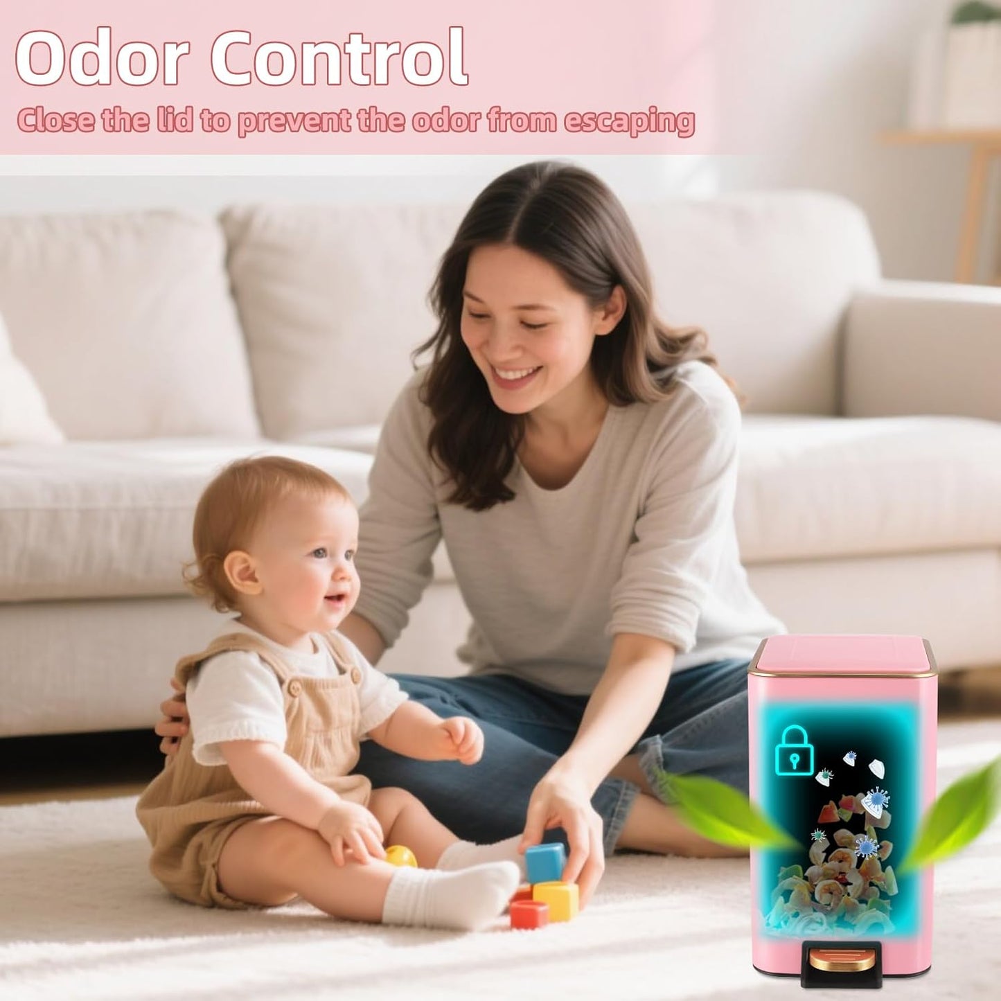 Small Bathroom Trash Can with Lid Soft Close, 1.8 Gallon Stainless Steel Garbage Can with Removable Inner Bucket,3PCS Soap Dispenser,75Count Trash Bag, Slim Step Pedal Trash Bins