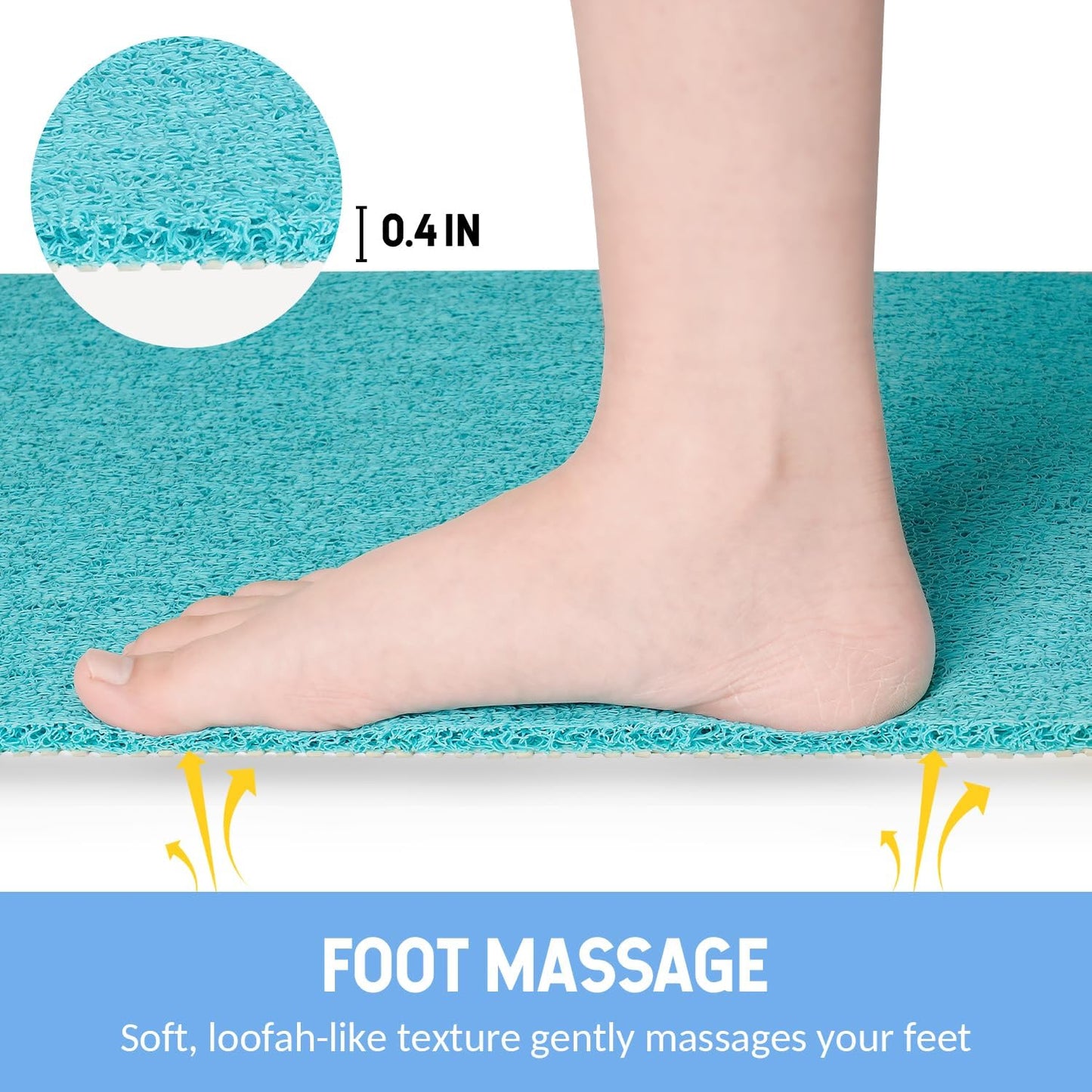 Non-Slip Bathtub Mat, Anti Slip Shower Mat, Fast Drying Bathtub Mats, Foot Scrubber Mat, Anti Slip Mat for Tub, Floor, Bathroom, Kitchen, Home, Hotel (Turquoise Blue 32"×17")