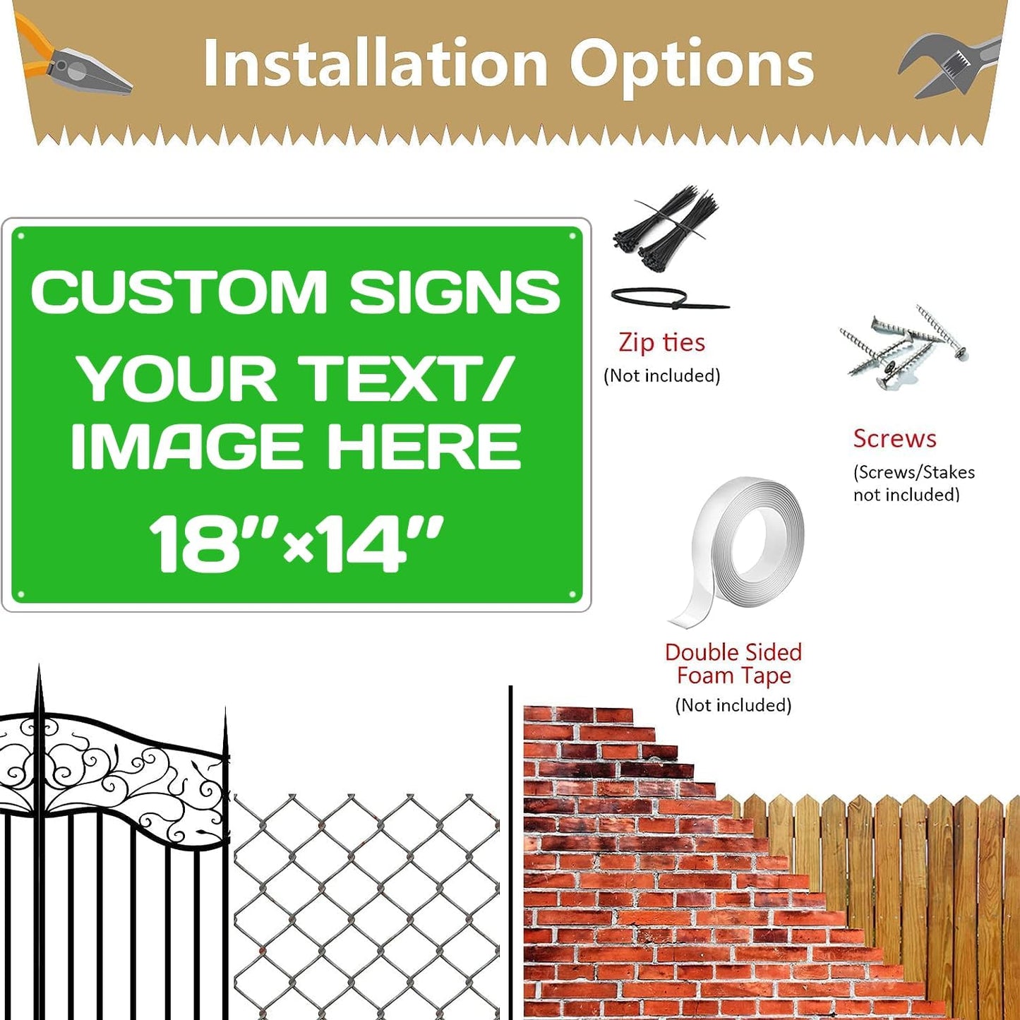 Personalized Aluminum Weatherproof Metal Signs - Custom Text & Picture, Multiple Sizes, Hazard, Garden, Custom Door, Business Signs