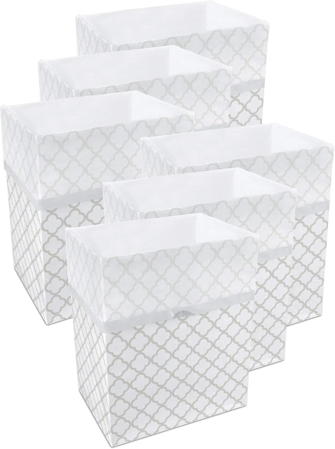 13 Gallon Disposable Pop-Up Trash Cans (6-Pack) with Fitted Bags – Foldable Garbage & Recycling Bins for Parties, Events & Kitchen (Trellis, 17" H x 13.5" W x 10" D)