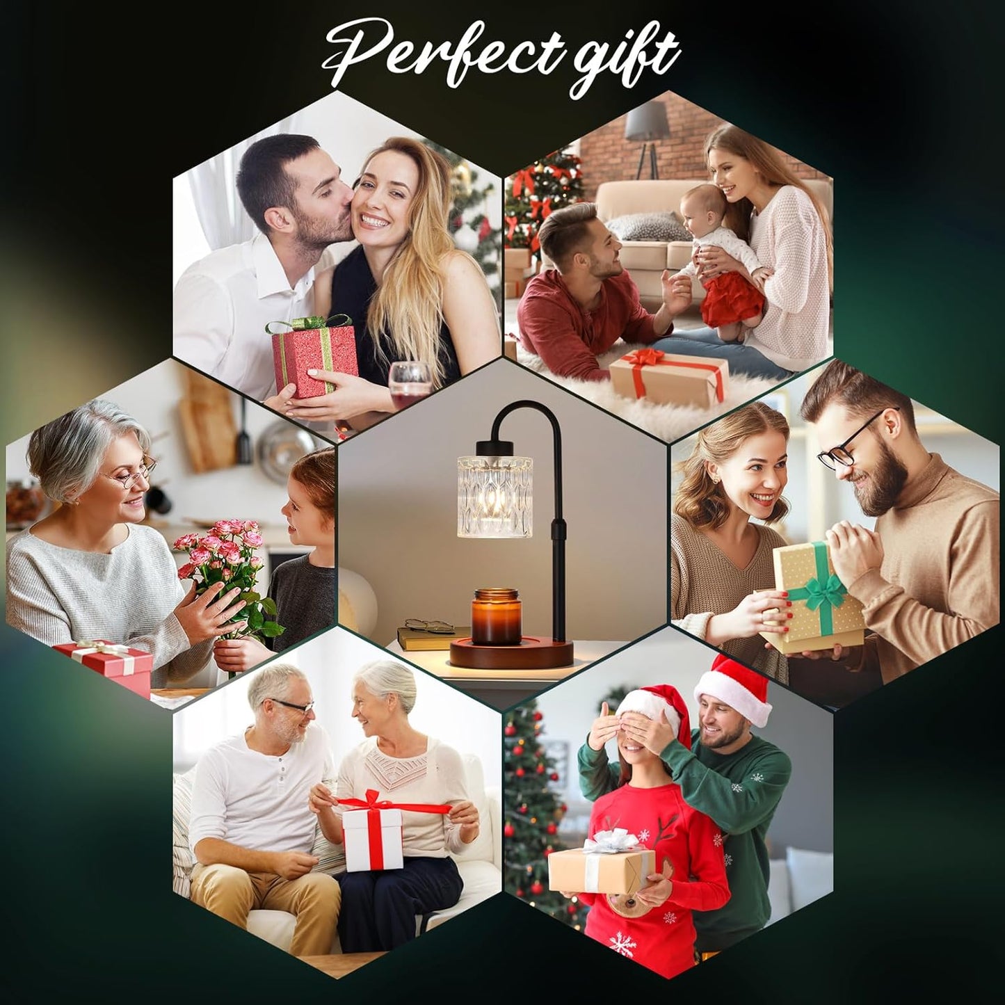 Black Candle Warmer Lamp with Dimmer and Timer,Home Decor Lamp for Scented Jar,Electric Wax Melt Warmer,Mother's Day/Birthday/Christmas Gifts for Mom/Wife,Adjustable Height,with 2 Bulbs