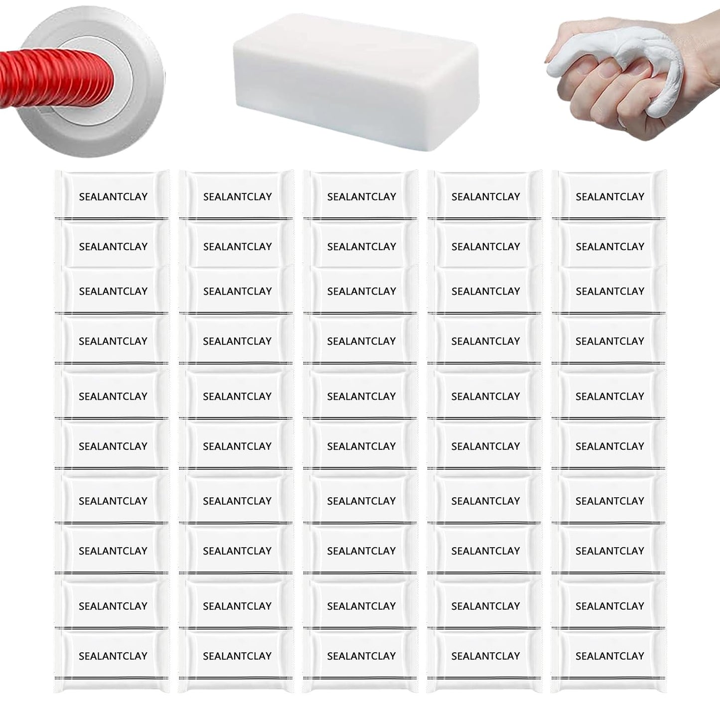 Pack of 50 White Seal Putty Waterproof Duct Seal Repair Sealing Clay, Quick Mending Mud for Drain Connection, Wall Hole, Air Conditioning Hole