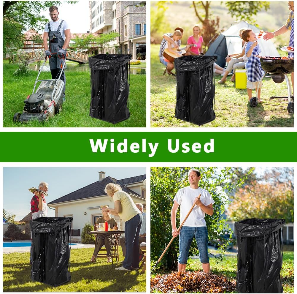 2 Pack Trash Bag Holder, Metal Garbage Bag Holder, 30-45 Gallon Portable Trash Bag Holder Stand, Multi-use Leaf Bag Holder for Yard, Camping, Garden, Lawn