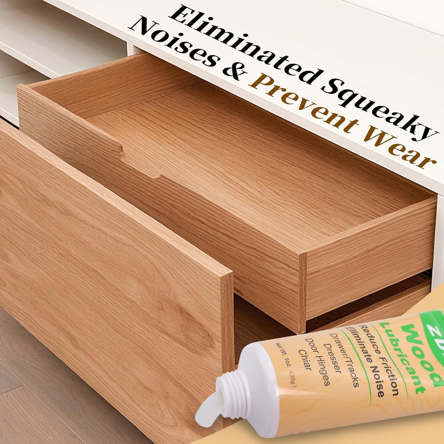 Wood Drawer Wax Lubricant Paste Door-Ease Lubricant Wear-Resistant Eliminate Sticking Noise Loosen Drawer Slide Grease for Wood Furniture, Window Track, Sliding Glass Doors, Hinges, 1 oz 1-Pack