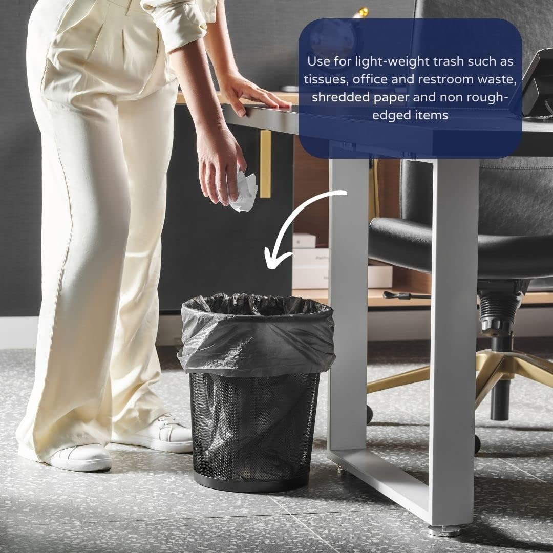 Plasticplace 12-16 Gallon Trash Bags │ 8 Microns │ Black High Density Liners │ 24" x 33" (1000 Count)