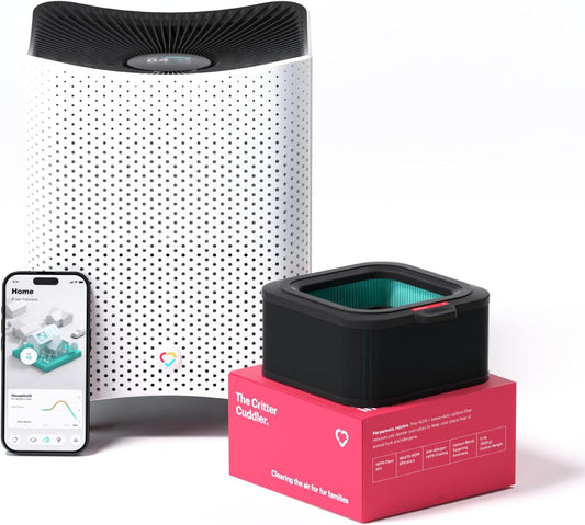 Mila Air 3 Smart Home Air Purifier with Critter Cuddler H13 HEPA & Carbon Replacement Filter, Reduces Pet Odors, Removes Dust & Pet Dander, Ideal for Large Room or Bedroom, Quiet-Mode