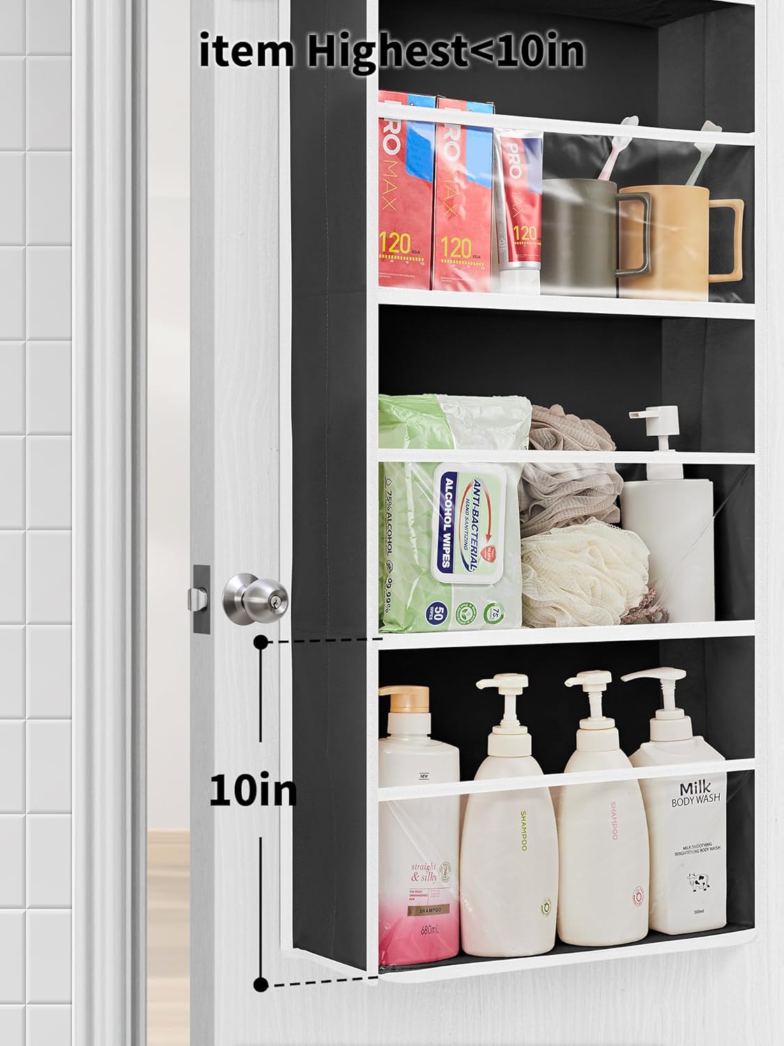 JARLINK 2 Pack Toy Stuffed Animal Storage, Over The Door Organizer W/Clear View Windows, 44lb Load, Baby Toy Storage Organizer for Nursery, Kid Bedroom, Newborn Baby Essentials (Black)