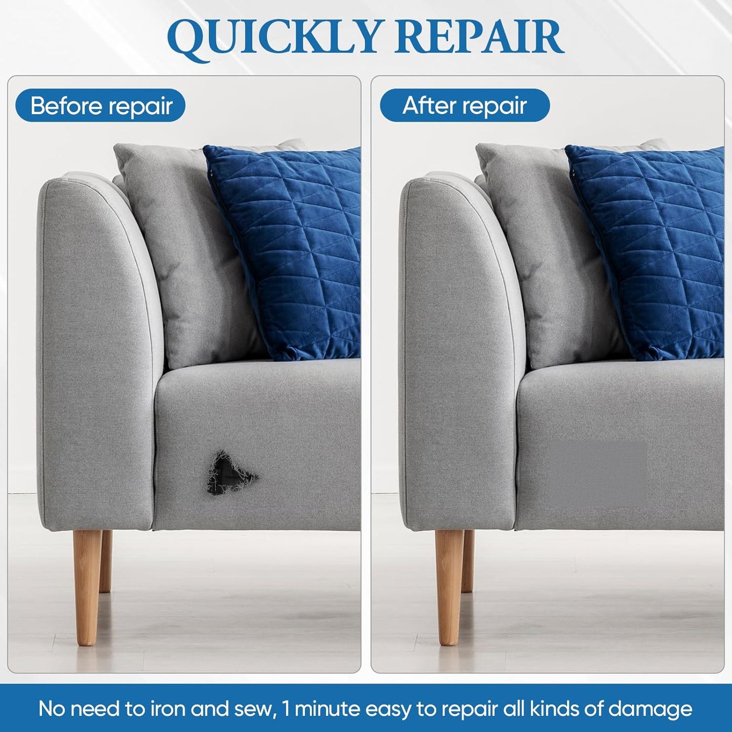 Canvas Patch 5.5 x 8 Inches 6Pcs Self-Adhesive Waterproof Canvas Patch Kit for Repairing Tents,Sofas,Boat Covers,Camping Chair,Awnings,Car Seats.(Dark Gray)