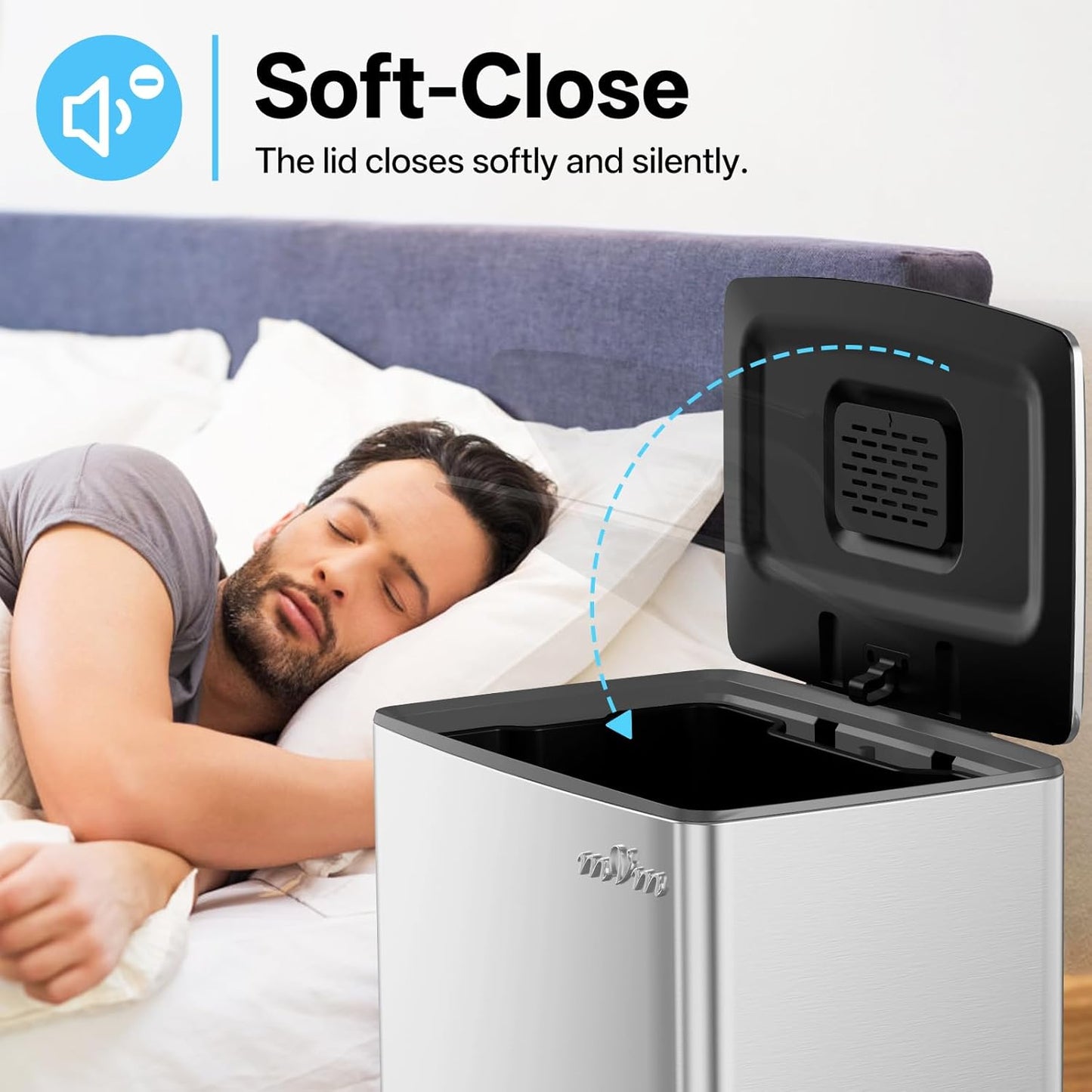 mVm 10.6 Gallon Heavy Duty Step Trash Can with Lid, Foldable Foot Pedal Bin for Kitchen Office Dormitory Home Rooms (Tin)