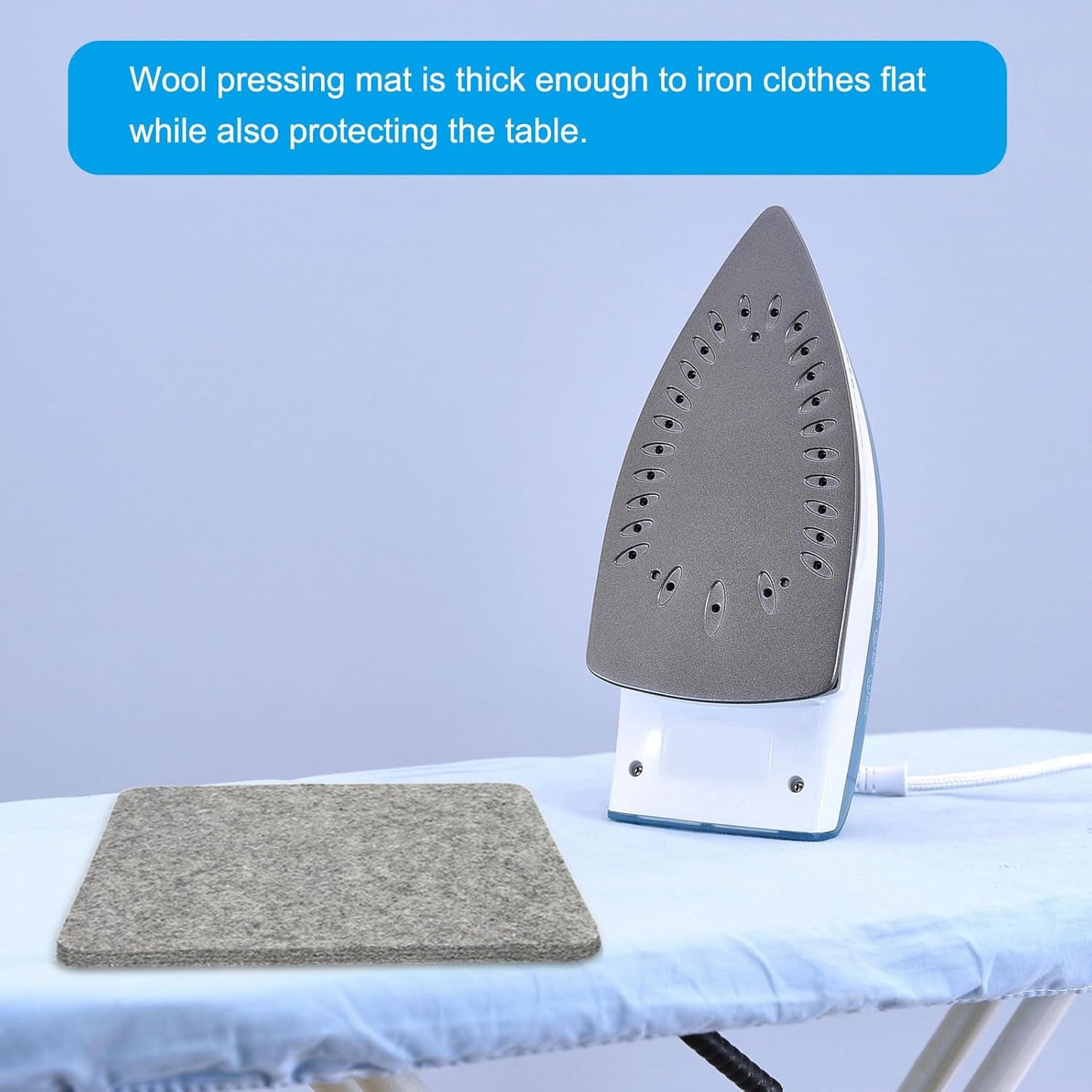 PATIKIL Wool Pressing Mat, 14" x 14" Wool Ironing Pad Blanket 0.5" Thickened Heat Resistant Quilting Ironing Pad for Quilters Sewing Craft, Grey