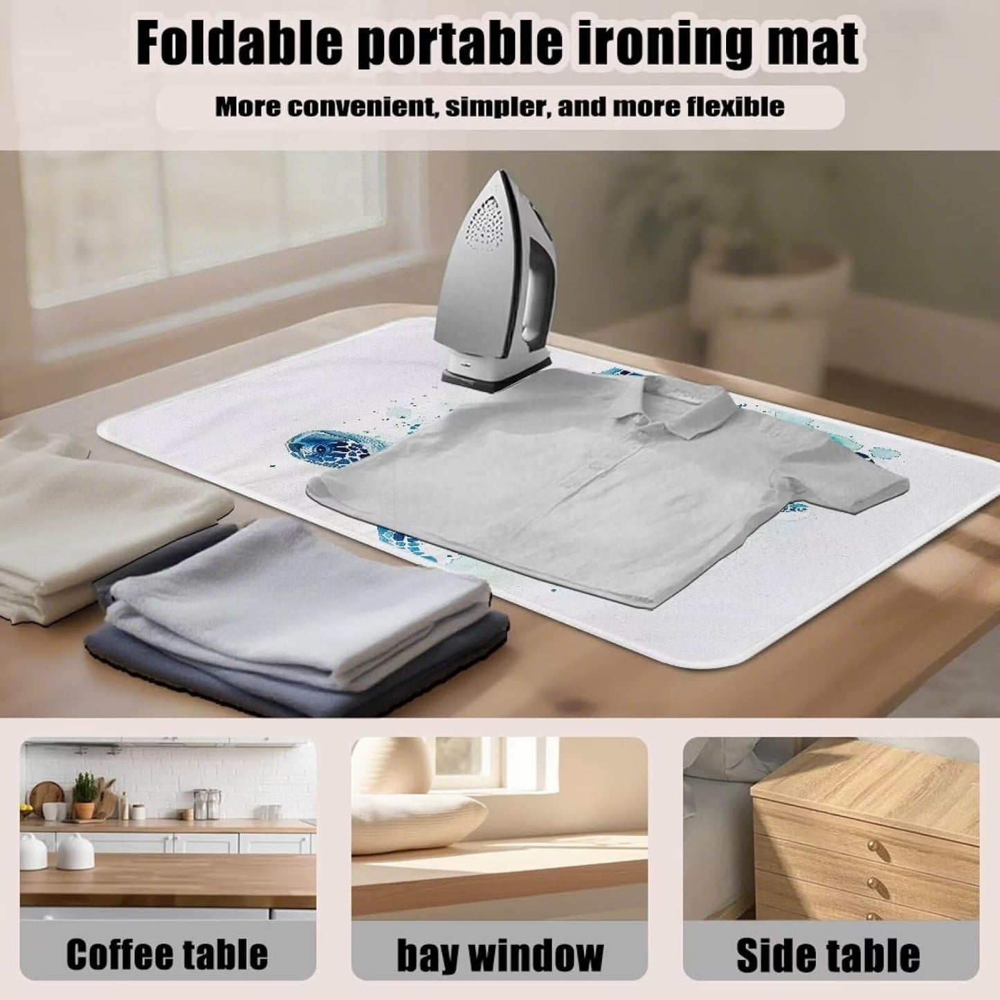 Ironing Mat Thickened Ironing Blanket Sea Turtle Portable Heat Resistant Ironing Pad for Washer,Dryer,Table Top,Countertop,Small Ironing Board