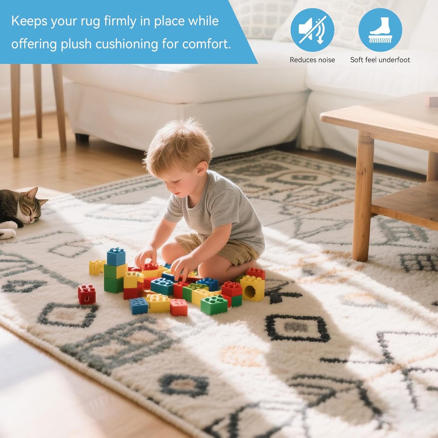 Warmstar 6x9 FT Non Slip Rug Pad,100% Waterproof Felt Rug Pad for Hardwood Floors,1/2” Thick Soft Carpet Pad with Natural Rubber Backing, Secure Grip & Floor Protection