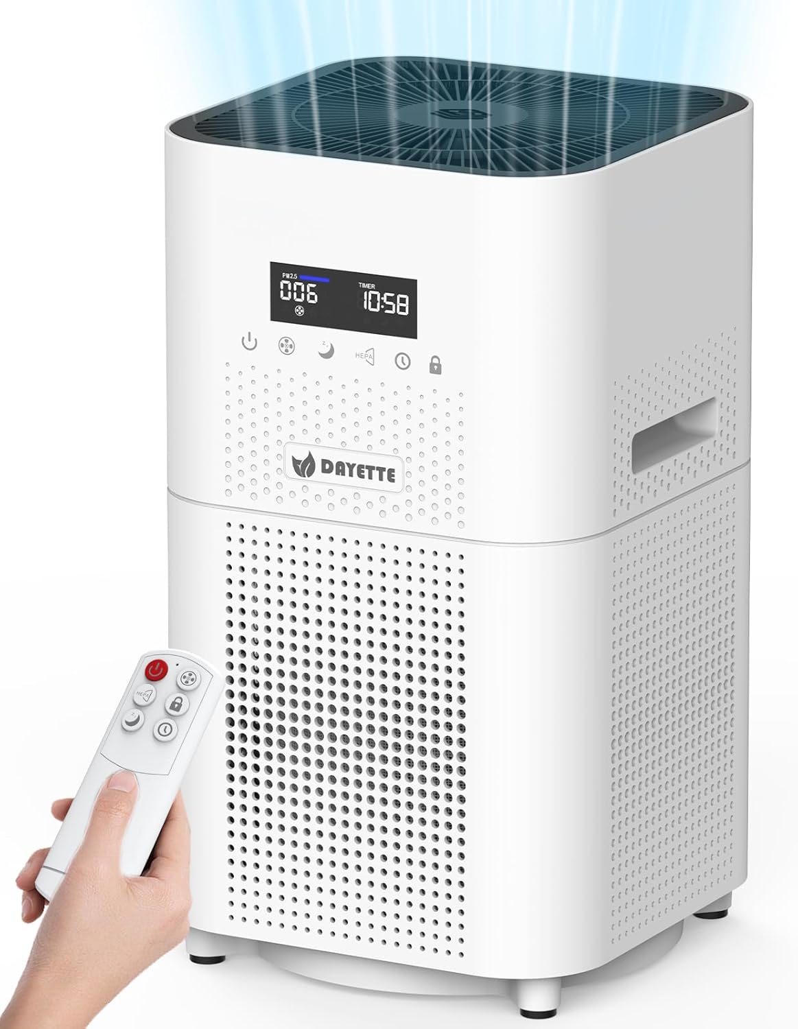 Dayette Air Purifiers for Home Large Room up to 3000 Sq Ft, CARD Upgrade to 500 m³/h H14 Ture Hepa Air Filter, Air Purifier with Air Quality Monitor, 22dB Sleep Mode for Bedroom, Living Room