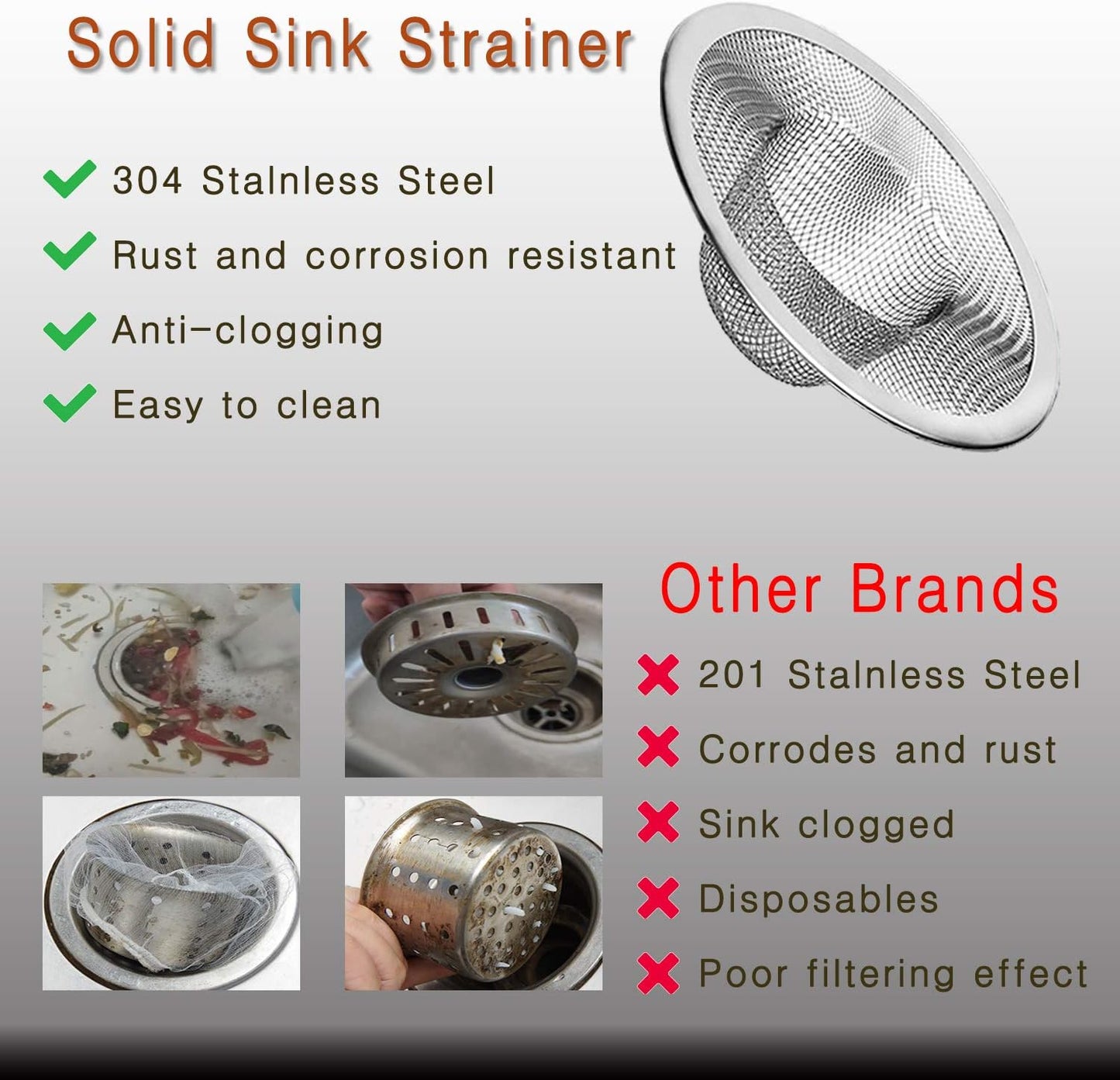 50pcs Heavy Duty Stainless Steel Slop Basket Filter Trap, 2.75" Top / 1" Mesh Metal Sink Strainer,Perfect for Kitchen Sink/Bathroom Bathtub Wash Basin Floor Drain Balcony Drain Hole,Utility…