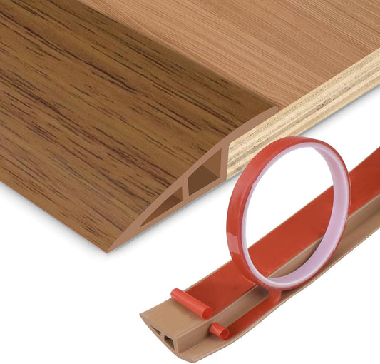 Floor Transition Strip Vinyl Door Threshold Ramp Self Adhesive Carpet Edging Strip Doorway Edge Trim, Overlap Edge Reducer for Laminate Carpet, Floor, Tile (Orange Oak, 2/5" to 3/5", 3.3Ft)