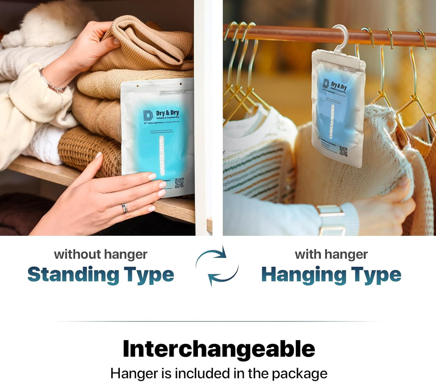 Dry & Dry 20 Packs Hybrid Moisture Absorbers & Musty Odor Eliminator Dehumidifier to Control Excess Moisture for Basements, Closets, Bathrooms, Laundry Rooms. Moisture Absorbers