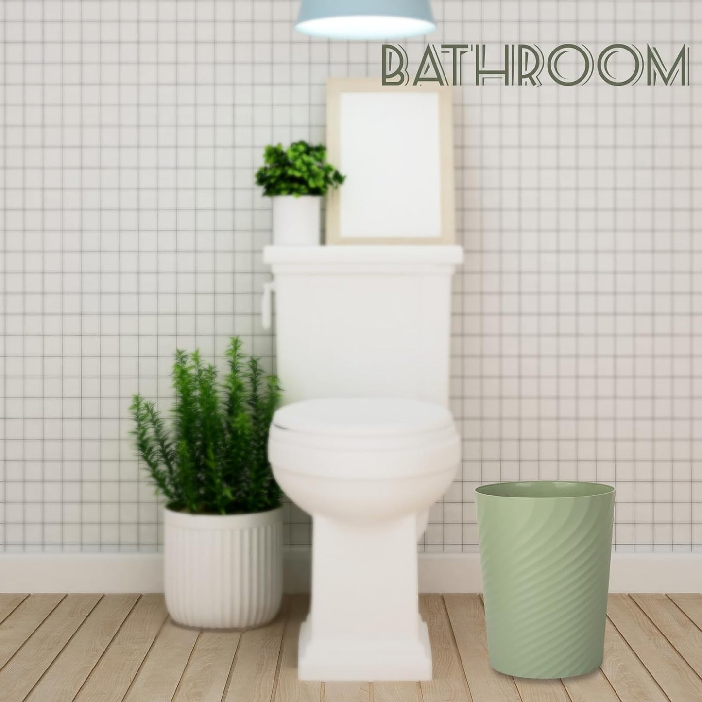 UUJOLY Plastic Small Trash Can Wastebasket, Garbage Container Basket for Bathrooms, Laundry Room, Kitchens, Offices, Kids Rooms, Dorms, 3.5 Gallon, Mint Green