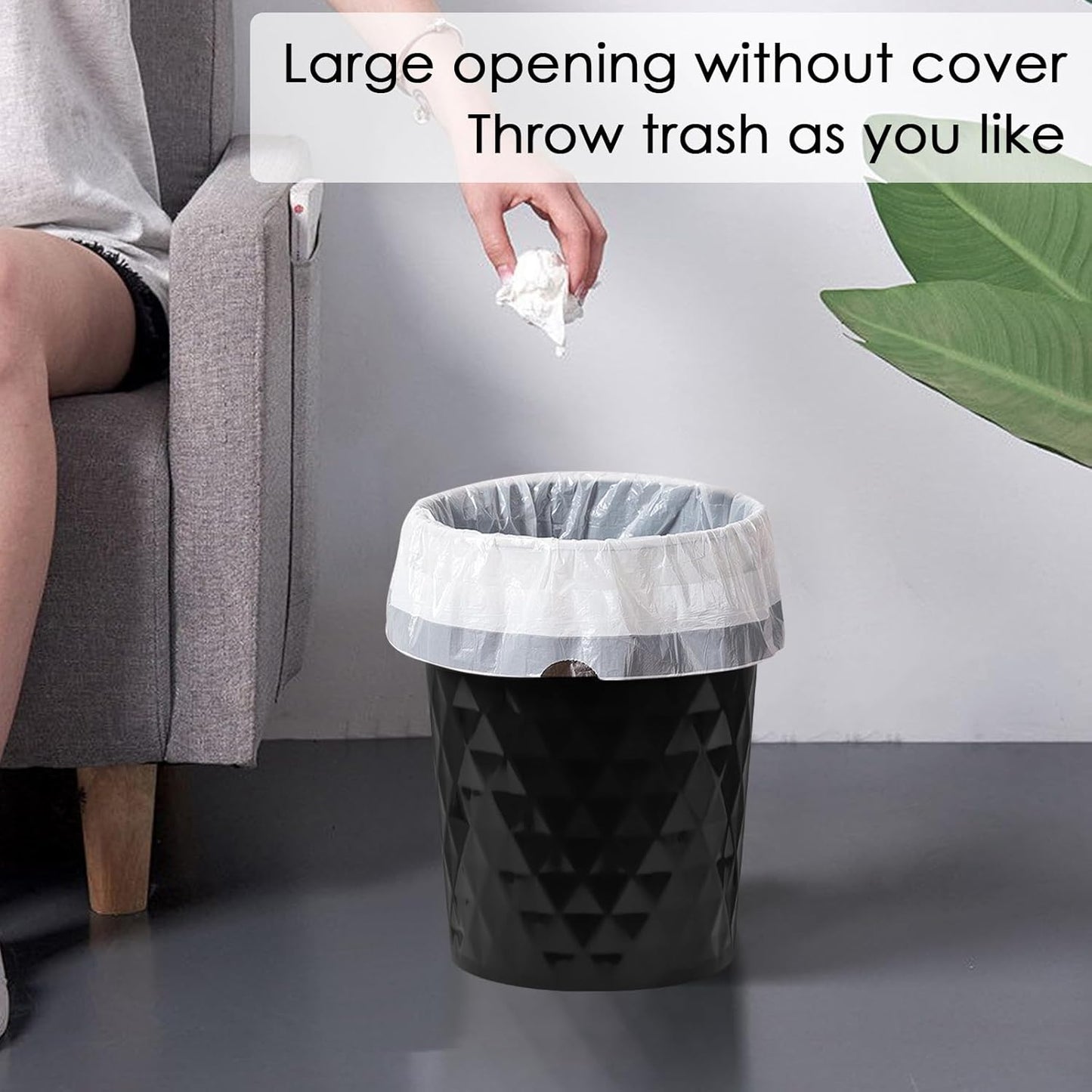 YGJT Small Trash Can, 3 Pack 1.8 Gallons Bathroom Trash Can, Slim Waste Basket, Round Garbage Can, Plastic Trash Bin for Kitchen, Dorm, Bedroom, Office, Living Room, Study, Compact Spaces