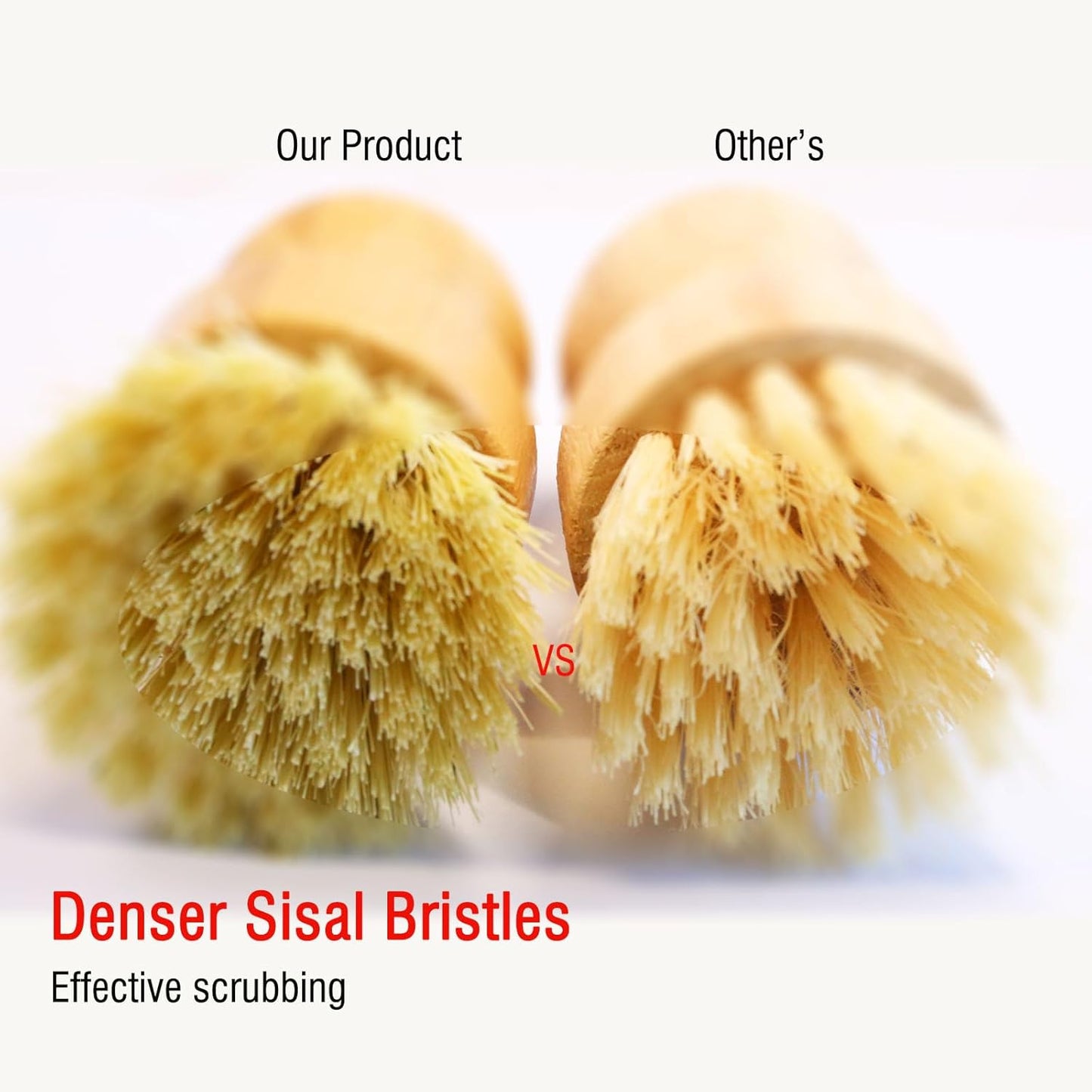 Bamboo Palm Dish Brush Set, Natural Bristle Dish Brush with Holder, Eco Friendly Soft Scrub Kitchen Brush for Dishes and Vegetables