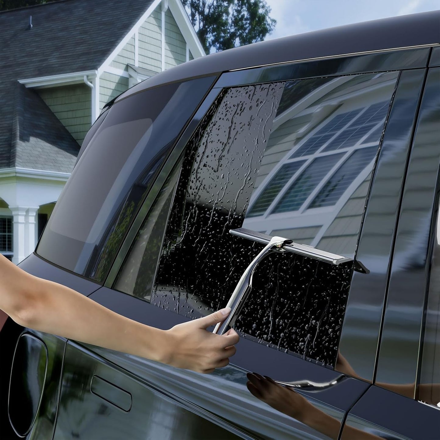 Shower Squeegee for Glass Doors, Squeegee for Shower Glass, Bathroom with Hook, Stainless Steel, 12-Inch Wide Blade for Efficient Cleaning, Perfect for Shower Glass,Tile Walls and Mirrors, Chrome