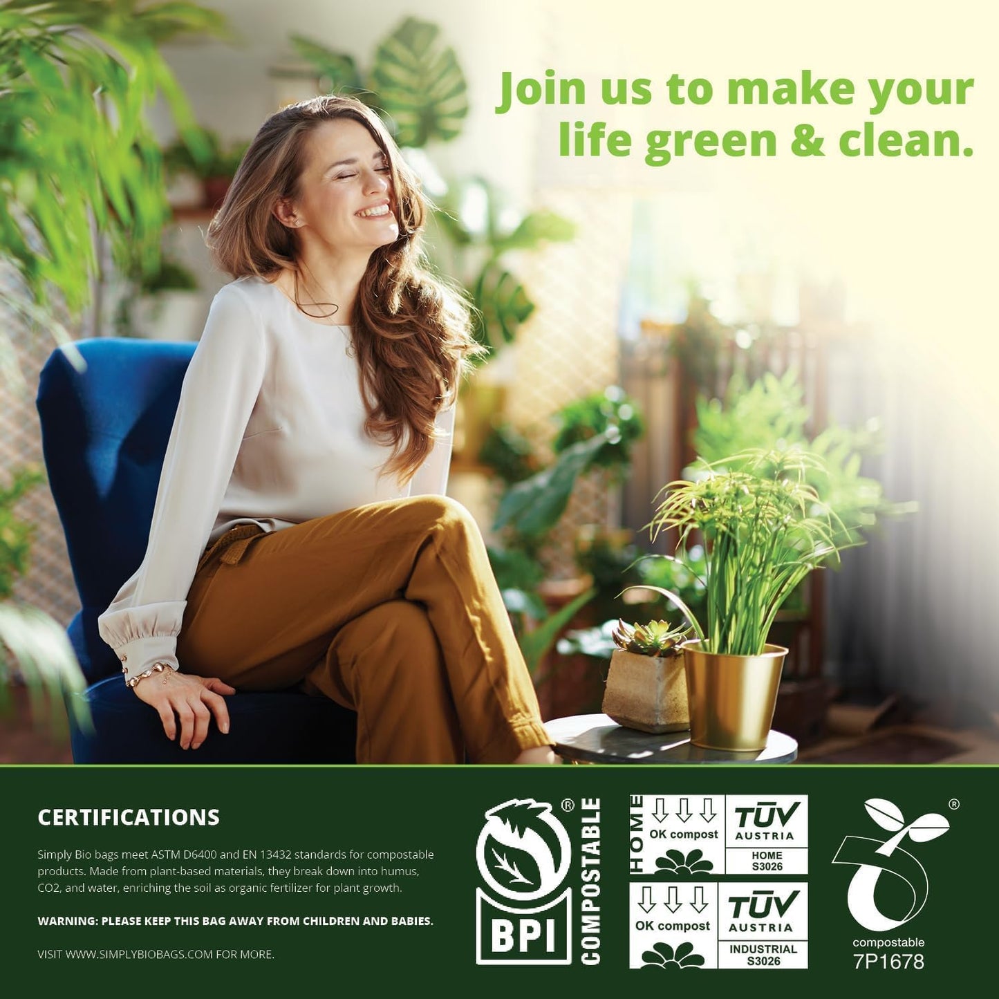 60-64 Gallon Compost bags BPI Certified Compostable Bags Heavy Duty Extra Thick 2 Mil, 242.27 Liter, 12 Bags, Leaf Bag, Lawn, Yard, and Restaurant Use, ASTM D6400, OK Compost Home Certified