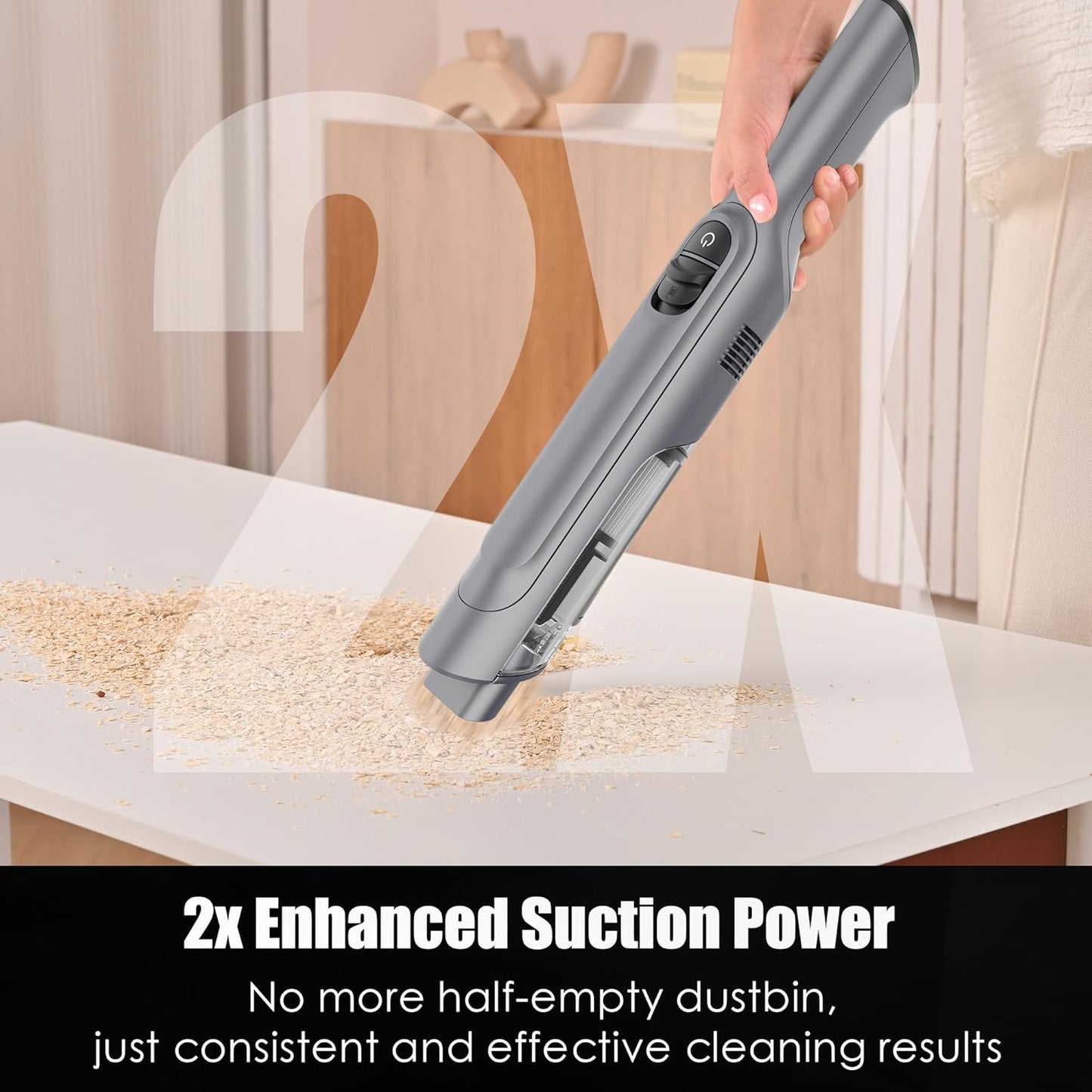 Handheld Vacuum Cordless, Lightweight 1.4lb with Powerful Suction, Charging Dock, Single Touch Empty and Detachable Dust Cup (Frosted Silver)
