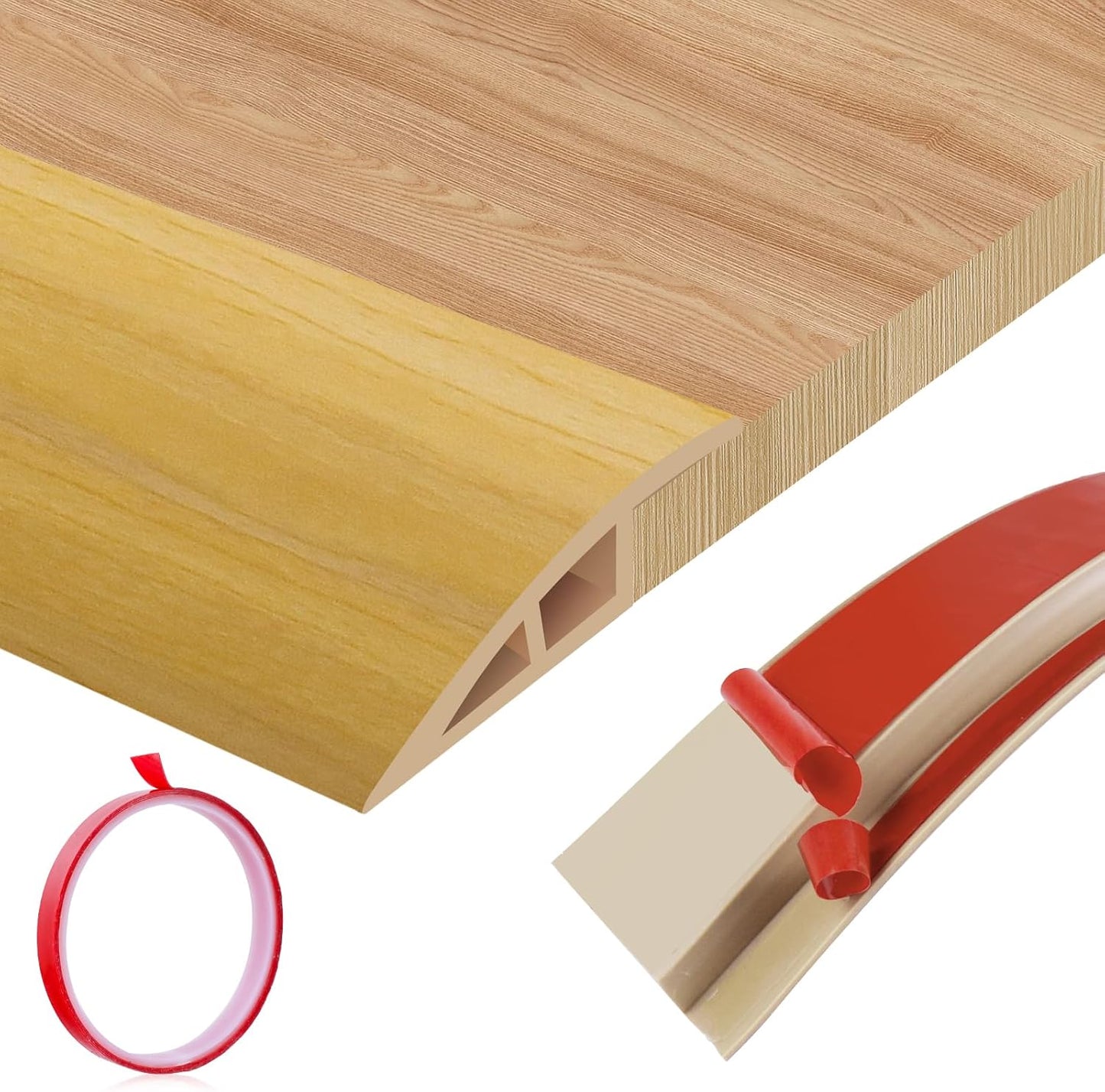 Floor Transition Strip Door Threshold 79" Floor Transition Reducer Trim on The Edges Threshold Strip Self Adhesive Suitable for Doorways, Tiles, Carpet