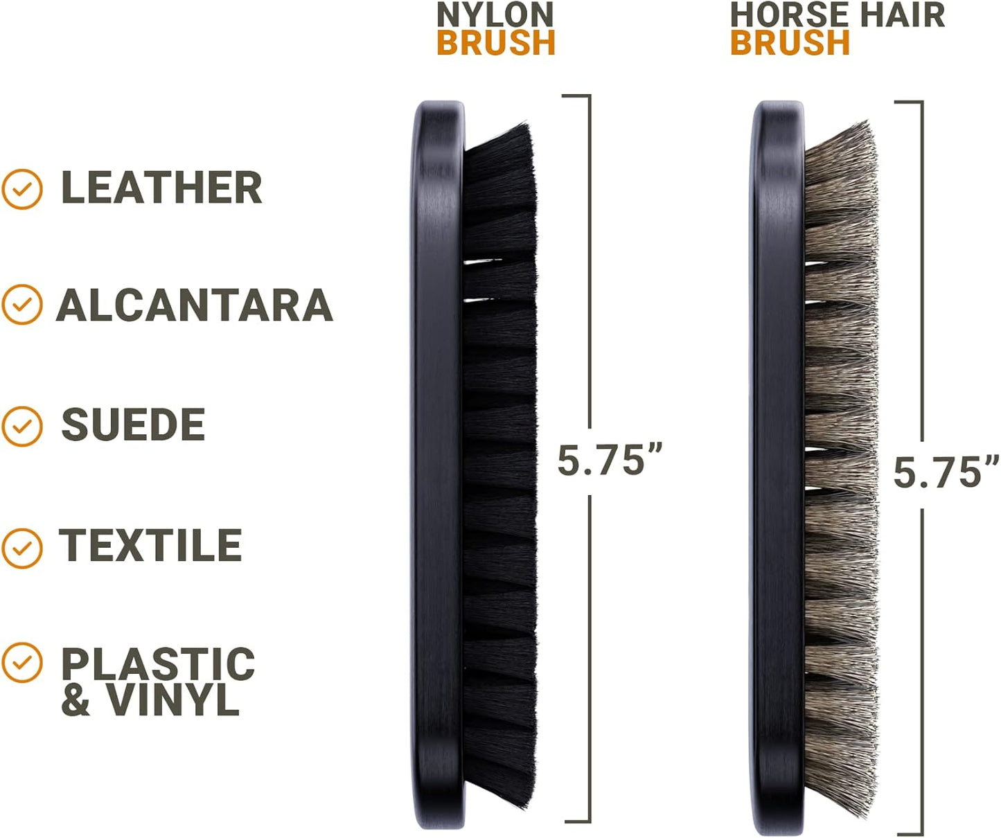 Premium Horse Hair Leather Brushes Set for Car Detailing, Furniture & Upholstery - Professional Horsehair Cleaning Brush for Couch, Car Seats, Alcantara & Interior Surfaces