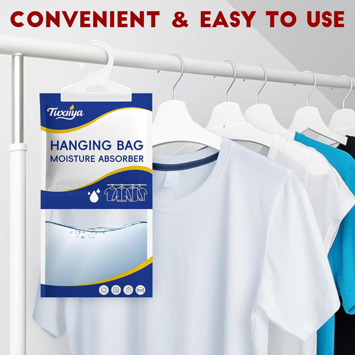 30 Pack Moisture Absorbers Packets,Hanging Closet Dehumidifier Bags,Humidity Packs, Desiccant,Moisture Absorbing Bags for Closet,Wardrobes,Bedrooms, Bathrooms(Net Wt. 230g/Pack)