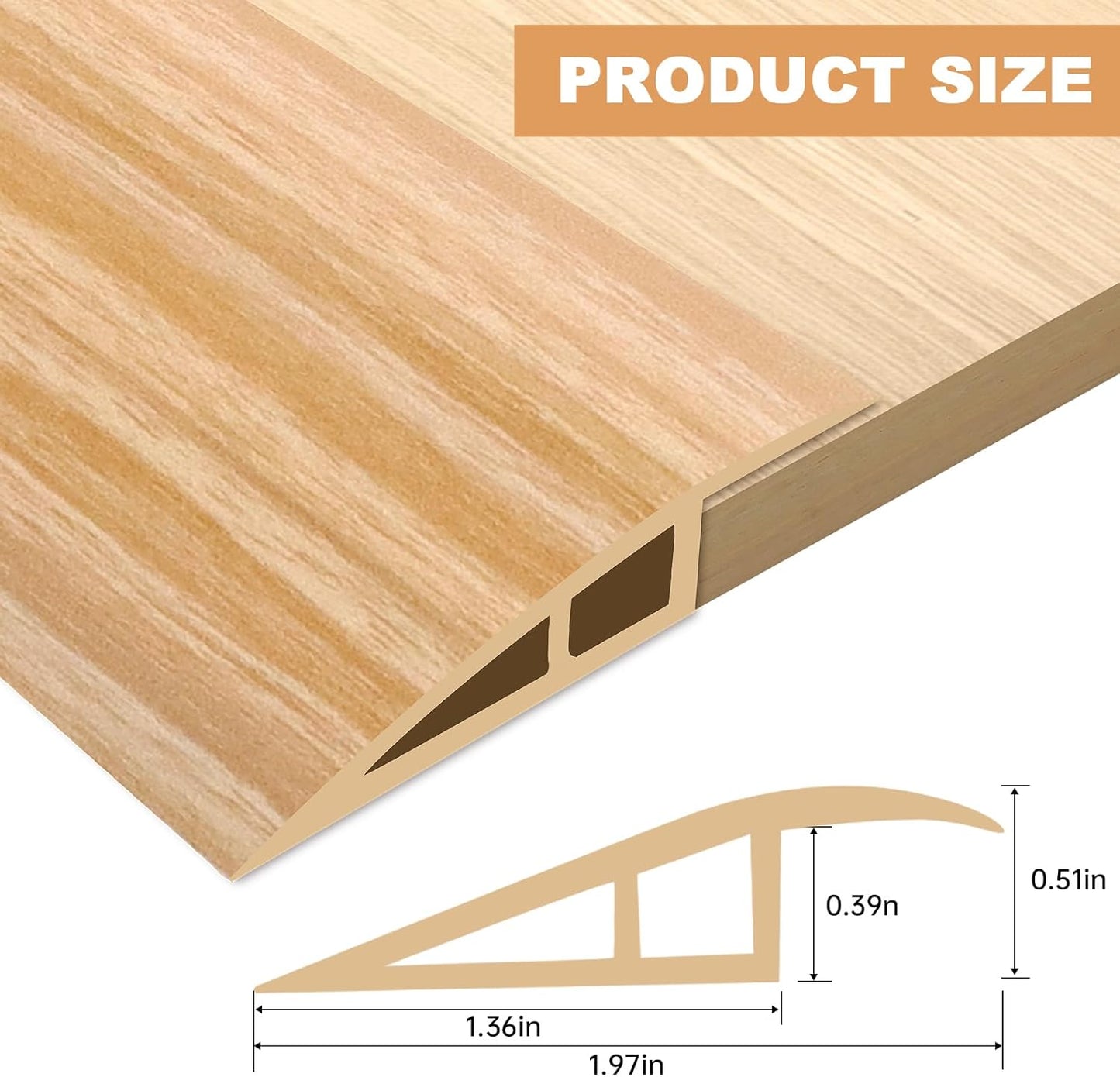 Vinyl Door Threshold Flooring Transition Strip Self Adhesive Carpet Edging Strip for Laminate Doorway Edge Threshold from 1/5" to 2/5" (Light Yellow Wood Grain, 10 Ft)