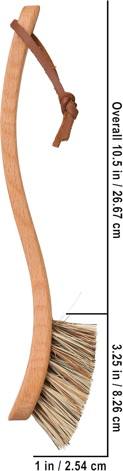 REDECKER Curved Dish Brush, Natural Union Plant Fiber Bristles, Ergonomic Design with Oiled Beechwood Handle, 9-1/4 Inches, Set of 2, Made in Germany - Natural Bristle Dish Brush