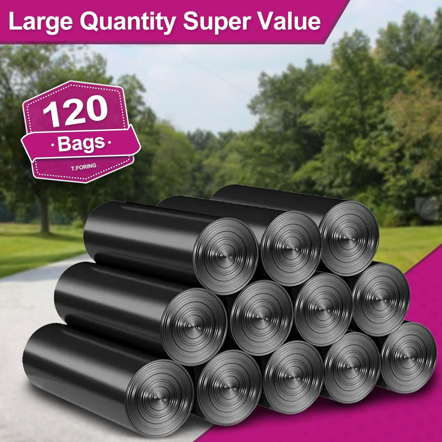 25-30 Gallon Trash Bags Black 120 Count - 32" x 36" Large Kitchen Garbage Bags, 20+ Gallon Trash Can Liners Unscented, Multipurpose for Home, Office, Daily Household Use