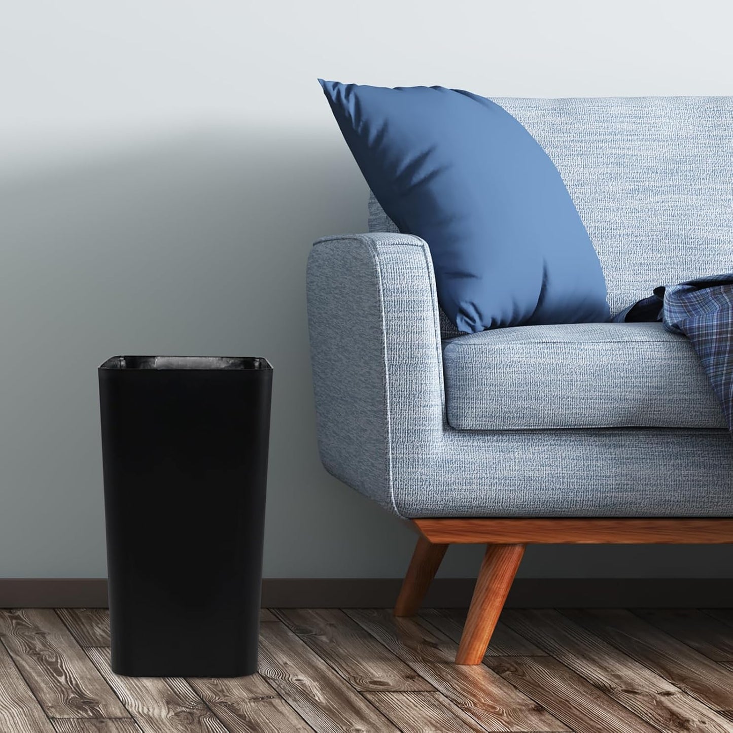 Xyskin 4.5 Gallon Plastic Garbage Bin, Deskside Wastebasket, Waste Can, Black, 3 Pack