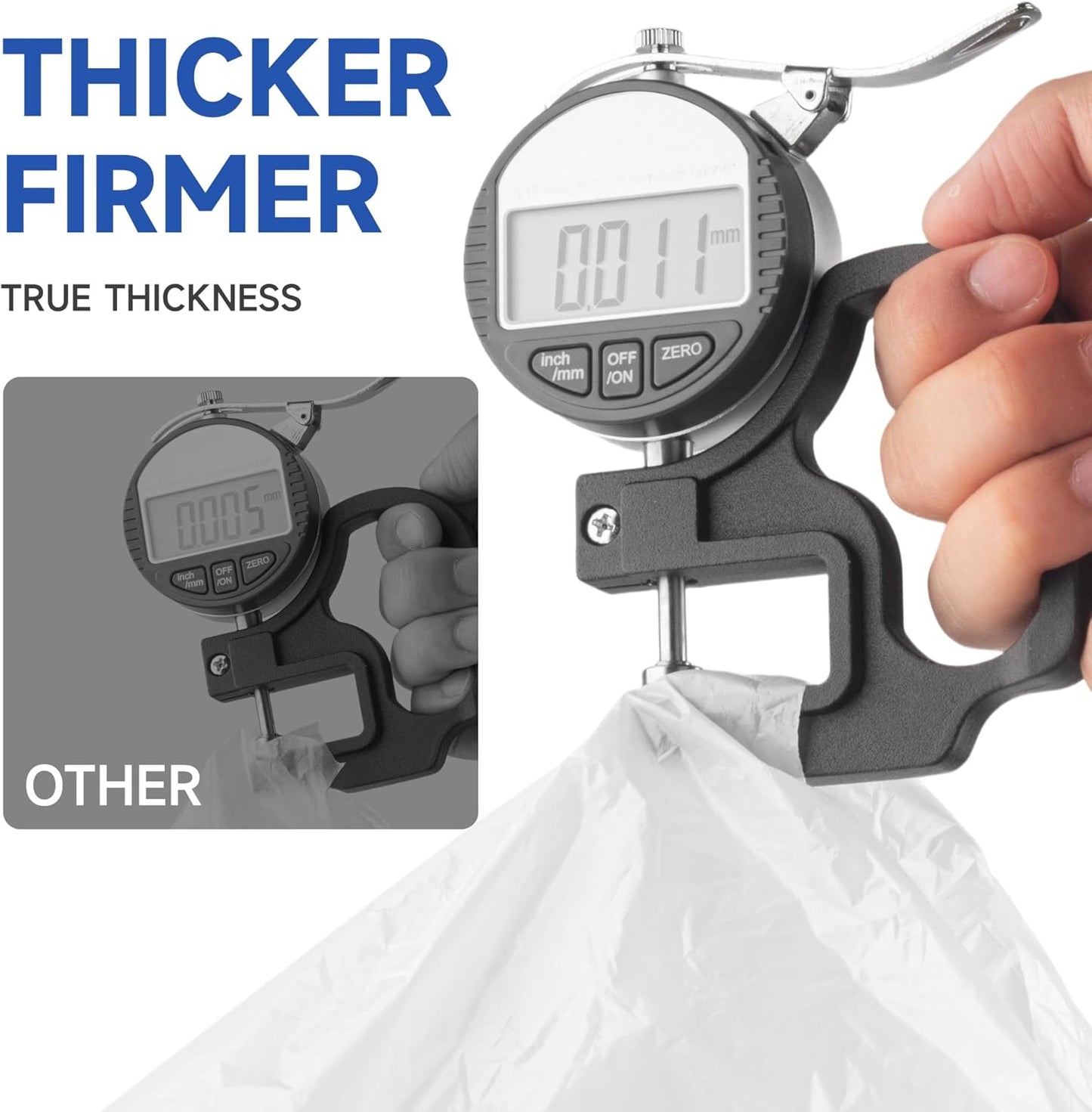 Small Trash Bags with Handles 1.2 Gallon 200 Count White - Ocean Plastic Upcycling - Plastic Garbage Bags, Can Bin & Waste Basket Liner for Kitchen, Bathroom, Office and Pets