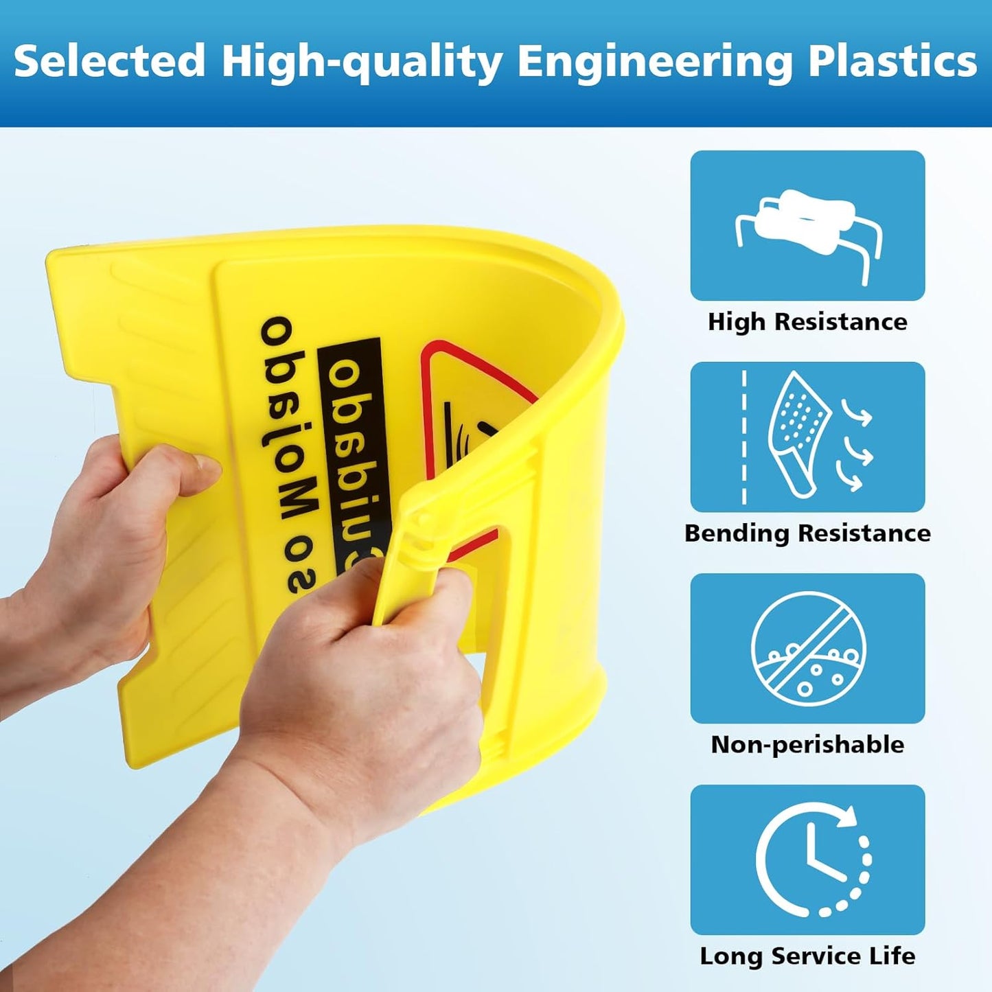 1-Pack Caution Wet Floor Sign,17.5" Height,Bright Yellow Double-Sided Folding A-Shaped Frame Design, Bilingual Caution Message