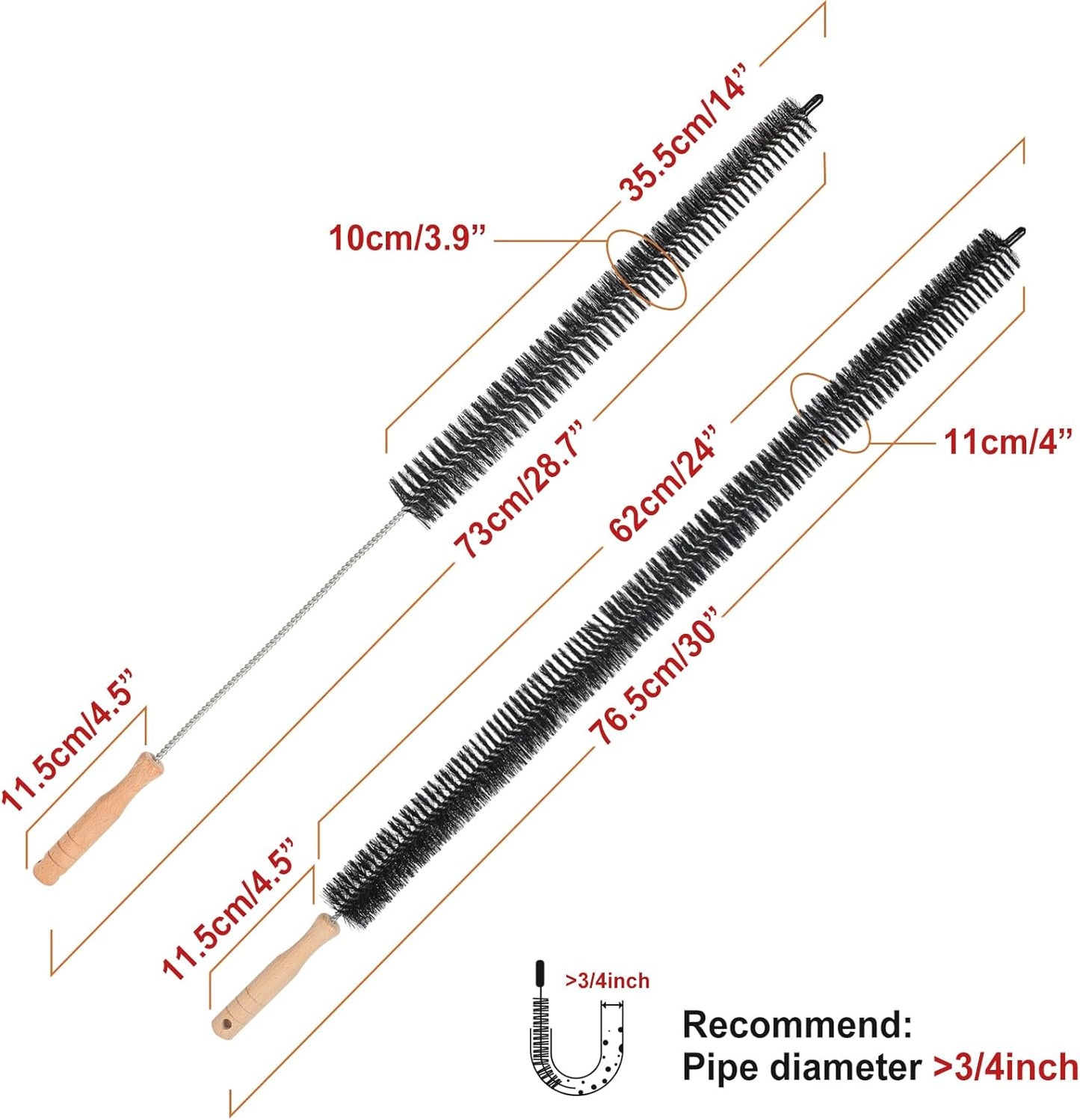 Dryer Cleaner Vent Brush - 70cm or 75cm Long Flexible Dryer Vent Cleaner & Refrigerator Condenser Coil Brush Long Flexible Refrigerator Coil Cleaning Brush (Short Brush)