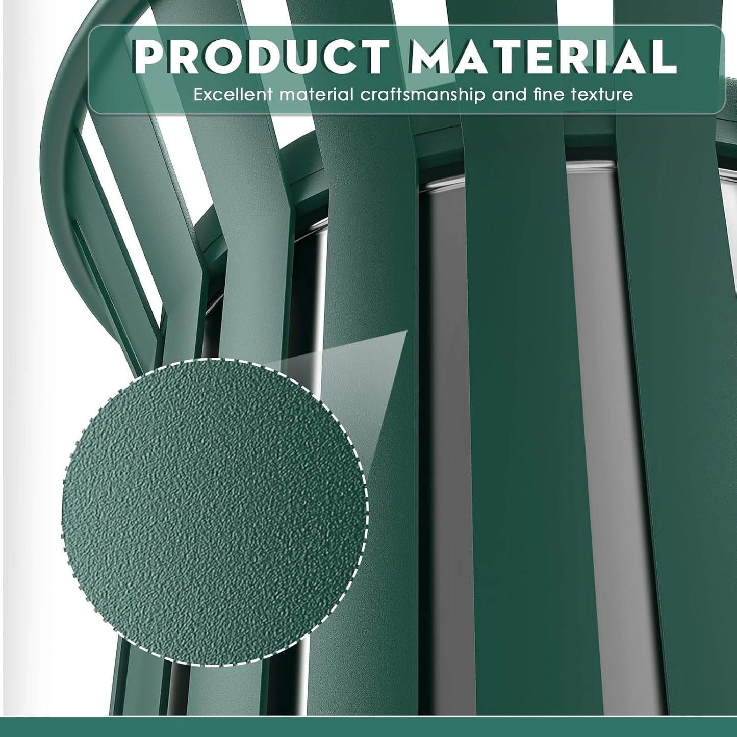 Round Heavy Duty Outdoor Trash Can, Large Metal Slatted Garbage Can for All Weather Resistant, Commercial Garbage Cans, Waste Receptacle in Park, Beach, Patio (Green, Medium)