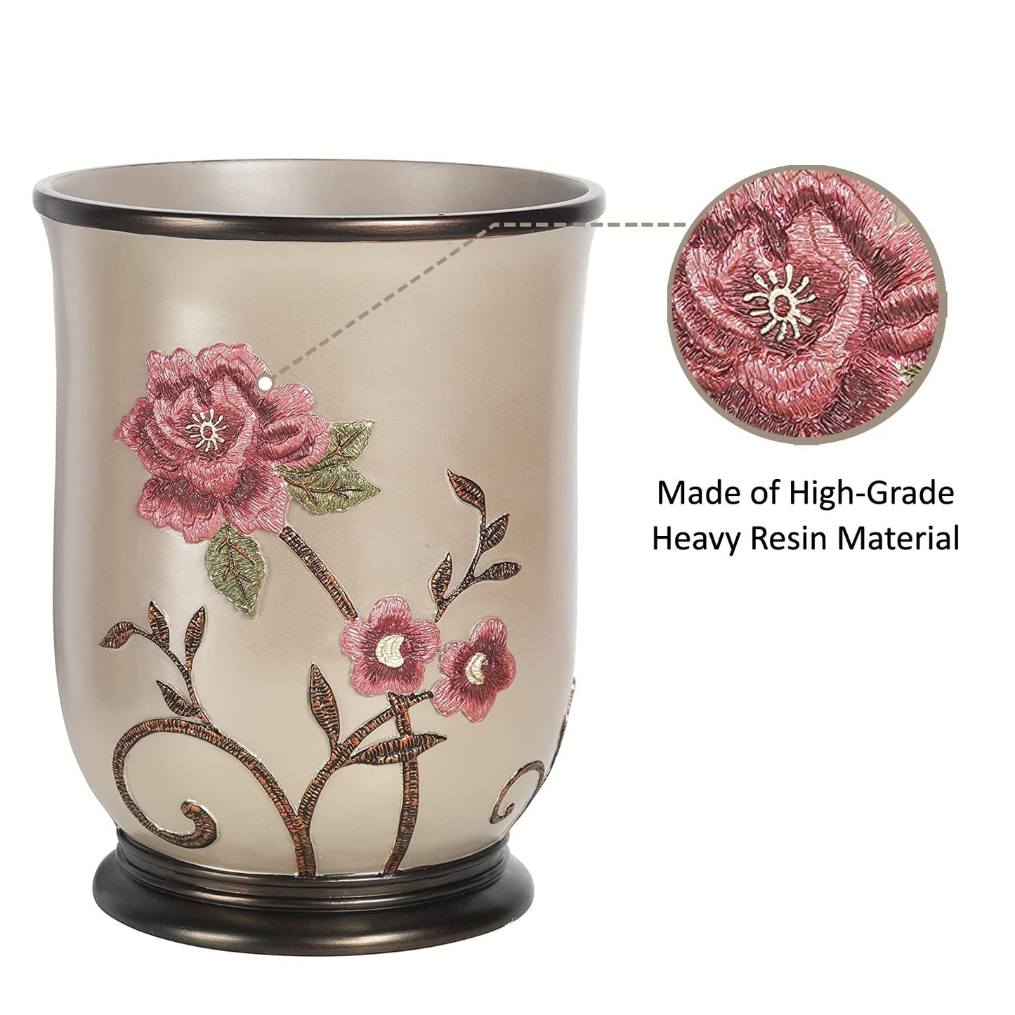 Zahari Home Decorative Trash Can for Bathroom, Office & Bedroom - 2.1 Gallons Stylish & Small Trash Can for Dorms, Desktop & Restroom - Chic Waste Basket for Compact Spaces, Larrisa