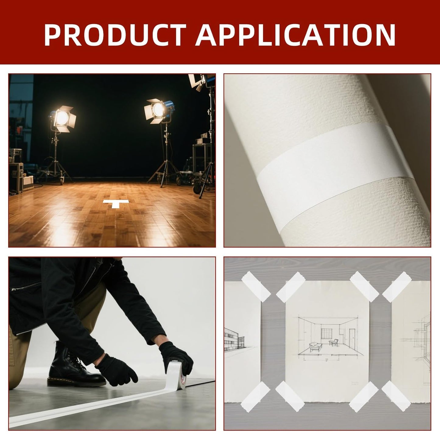 WELSTIK 2 Pack Gaffers Tape White,2" X 33 Yards-10% Longer-Heavy Duty Gaffer Floor Tape for Cables,TV Shoots, Theater Stage Setup,Interior Design,Residue Free,Non-Reflective Easy to Rip