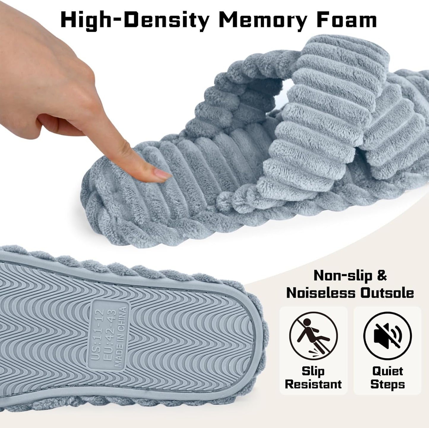 ZOORON Women's Cozy Slippers Crossbands & Durable Foam - Soft Plush Lined Non-Slip Indoor Outdoor Open Toe Shoes Trendy Gift