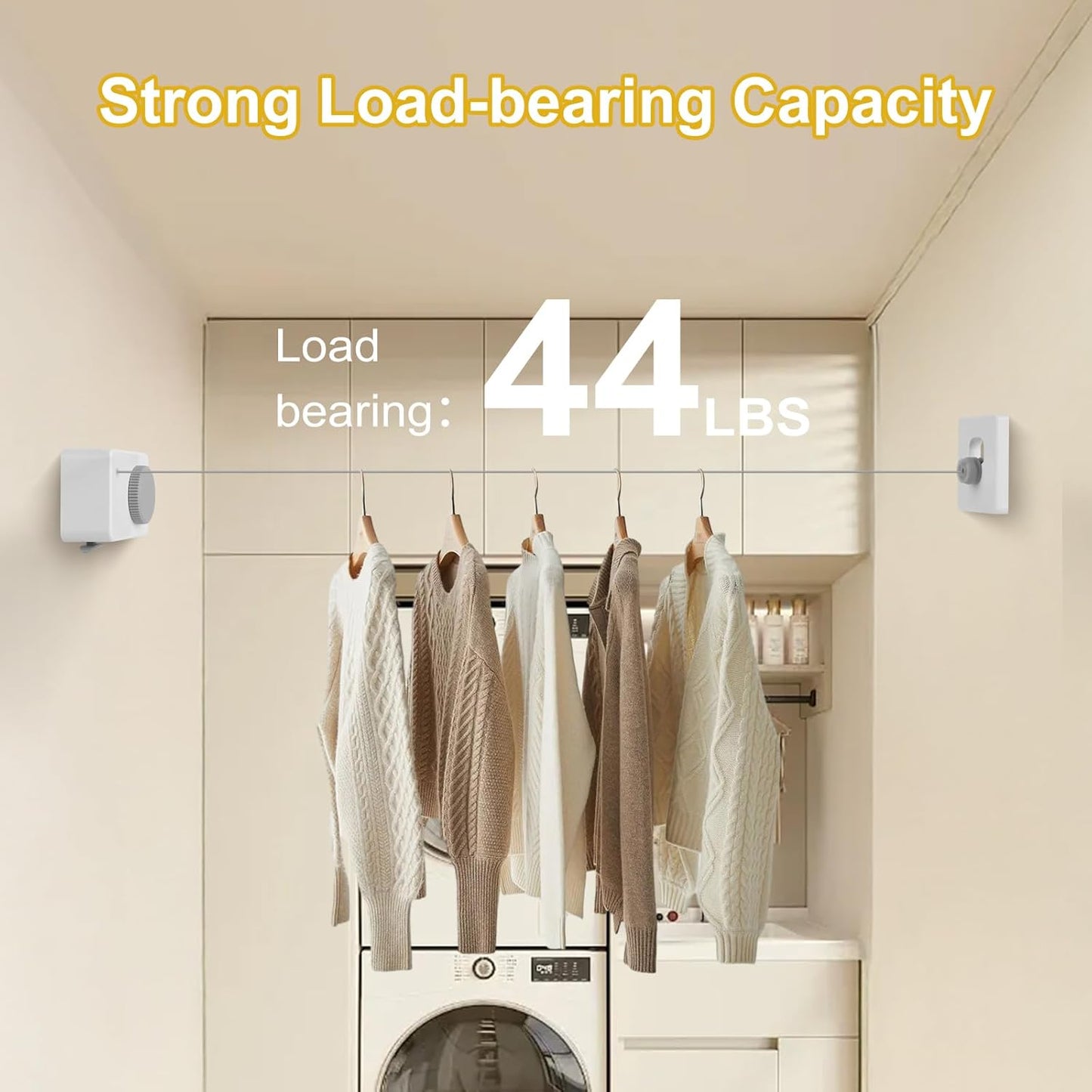 Retractable Clothesline Indoor/Outdoor, Anti-Sag for Drying Clothes Line Retracting Indoor/Outdoor, We Equipped This 13.8 Fts Laundry line Retractable with 4 Large Clips